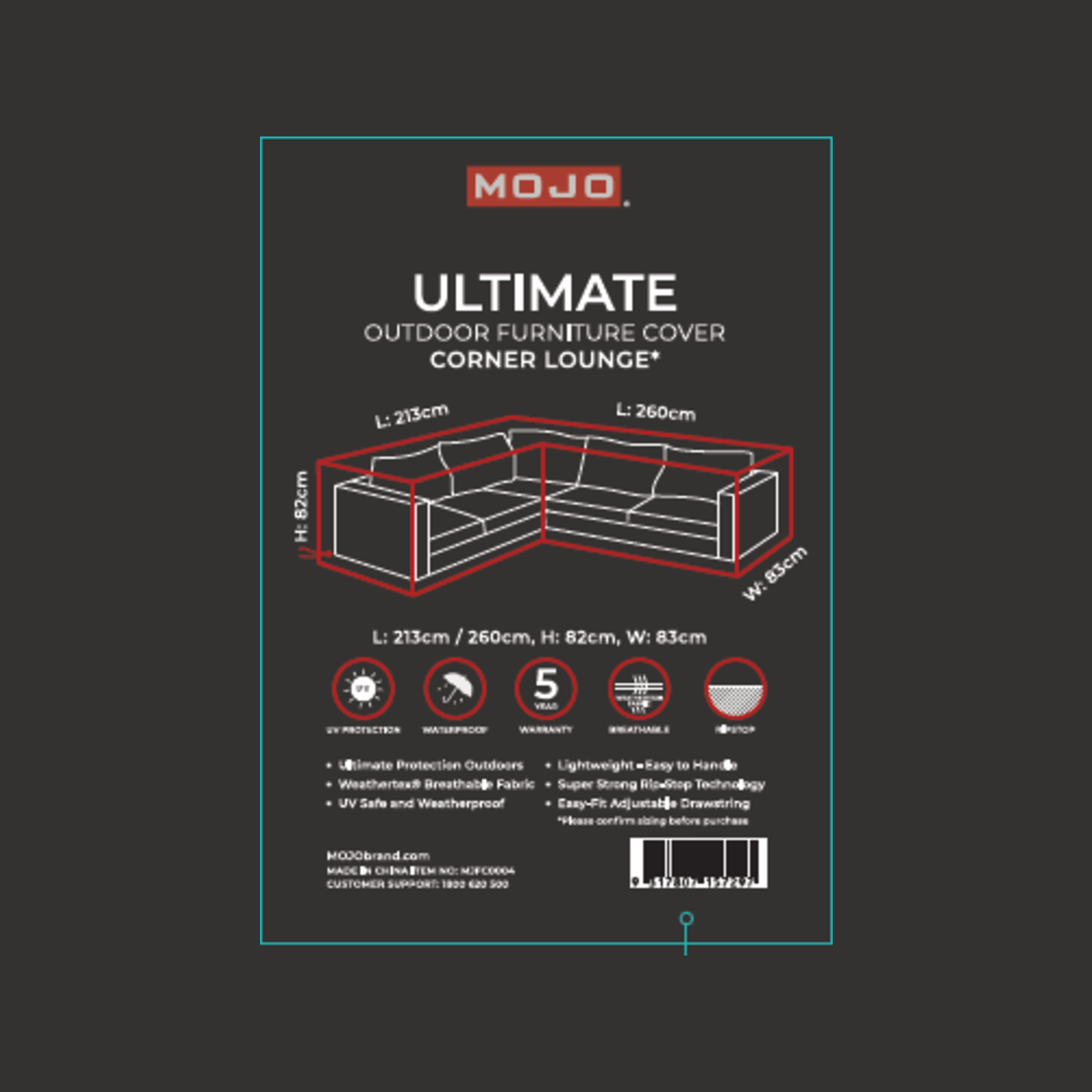 Mojo 213 260 x 82 x 83cm Ultimate Outdoor Corner Lounge Furniture
