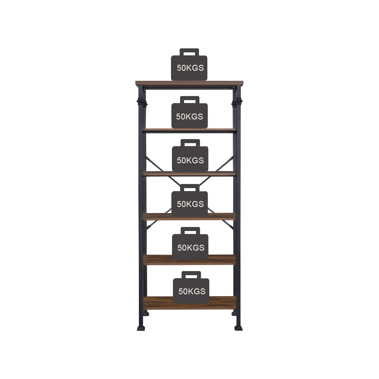 6Tier Industrial Shelving Unit and Display Shelf for Home,Brown