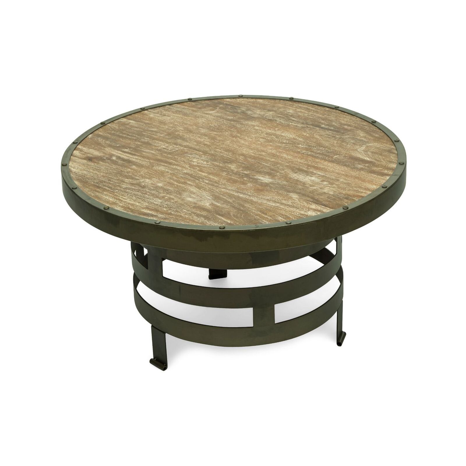 Lirash Spiral Design Industrial Round Wooden Coffee Table Bunnings