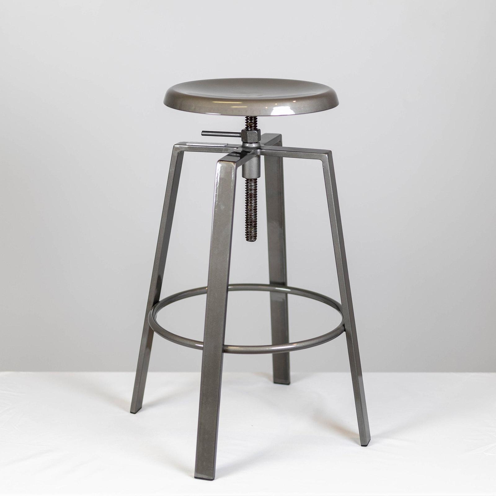 Metal Industrial Bar Stool Adjustable Swivel Seat Rustic Grey