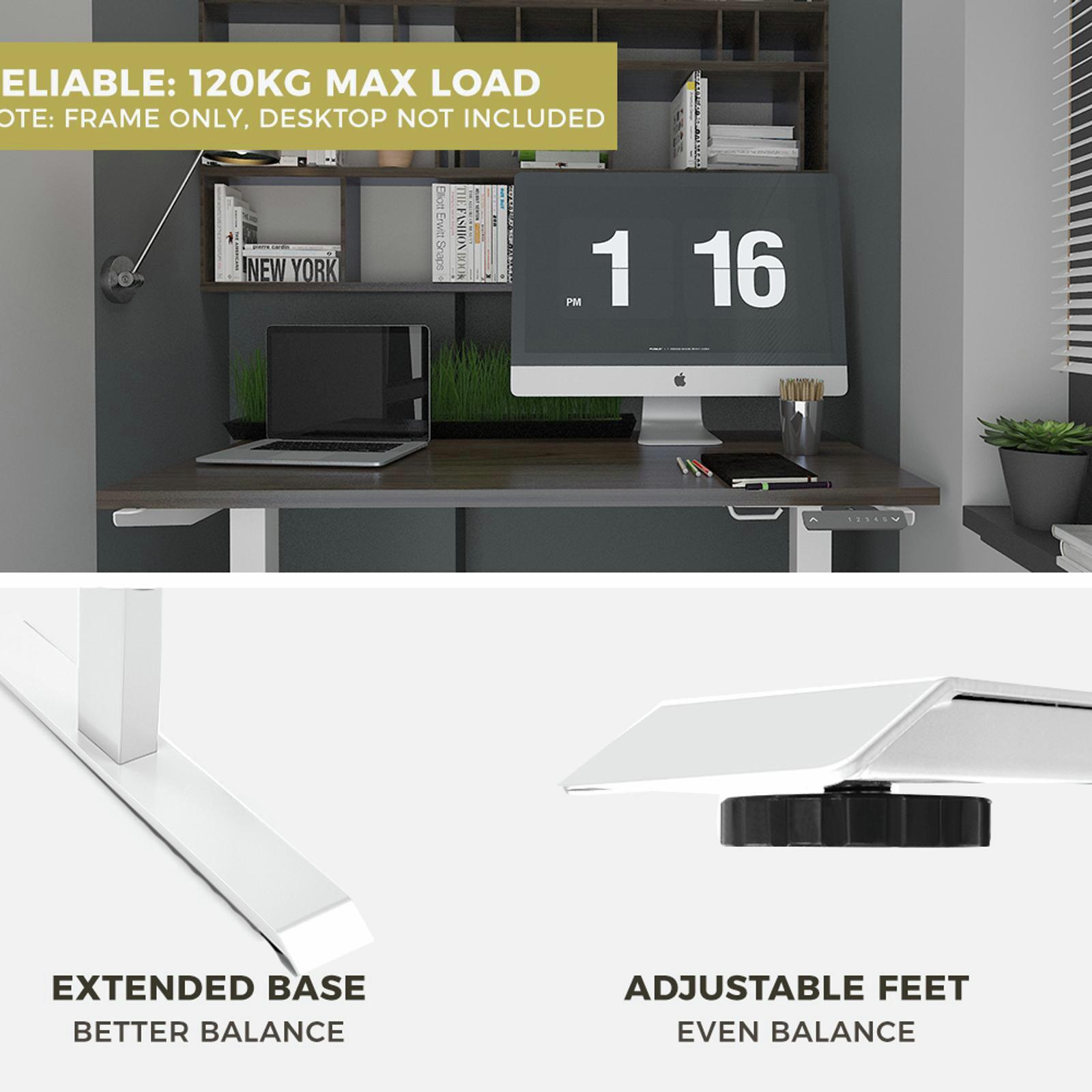 Frame Only Lazy Maisons 120KG Sit Stand White Frame Motorised Height Adjustable Heavy Duty