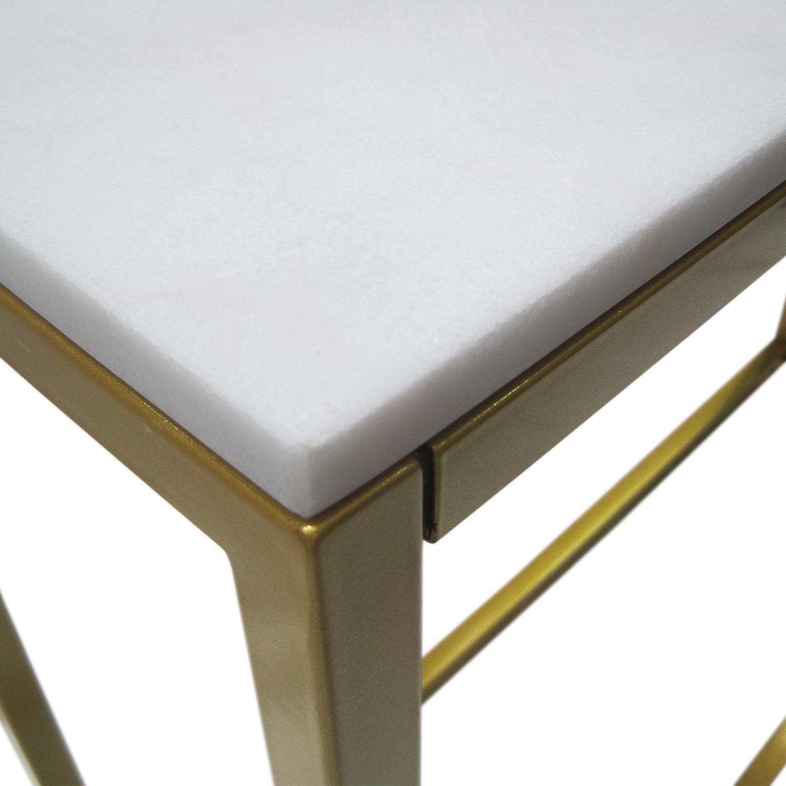 Grosso Console Rectangle Marble Top Hall Table White 100cm Gold