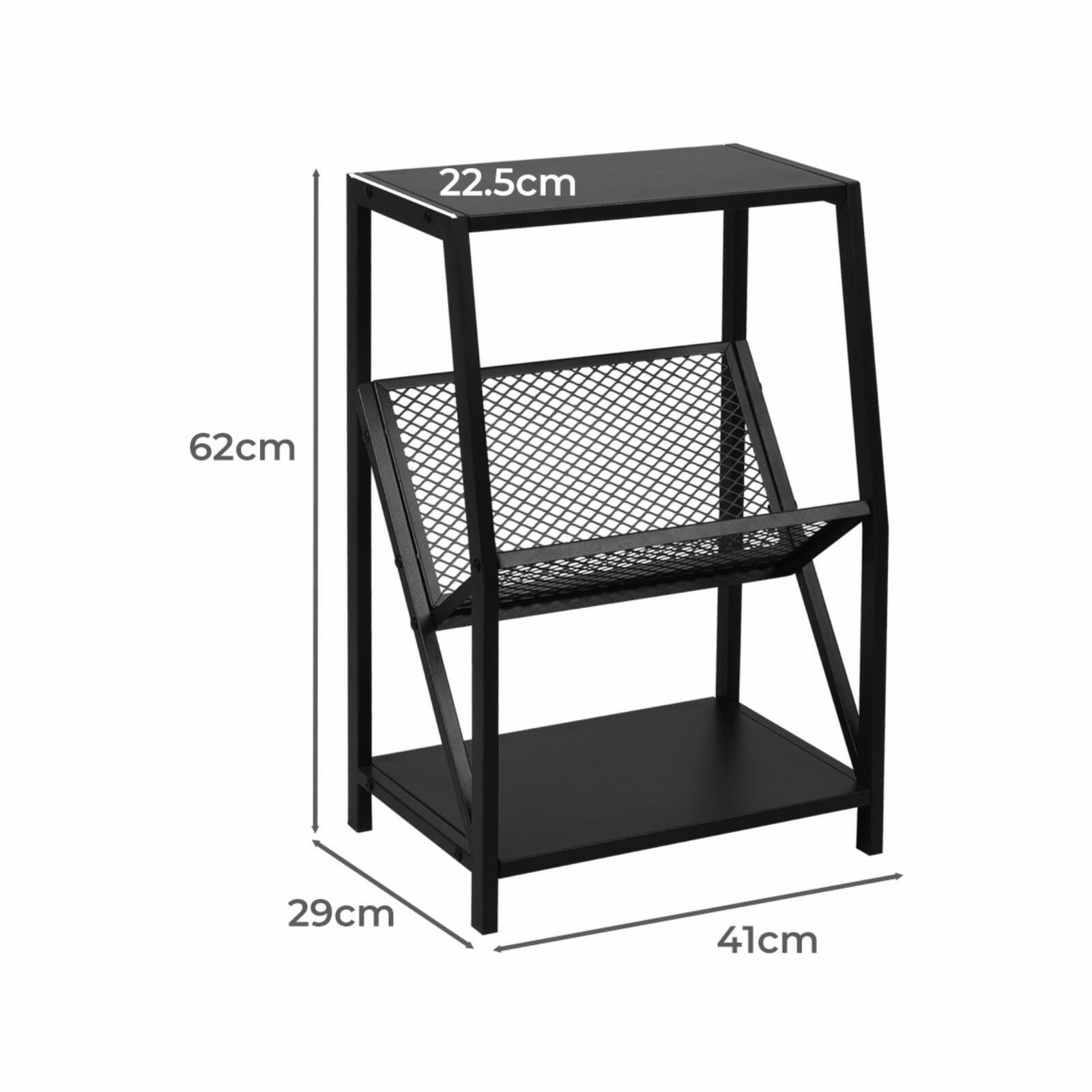 Levede Small Bookshelf 3Tier Storage Organizer Rack Bookcase Steel