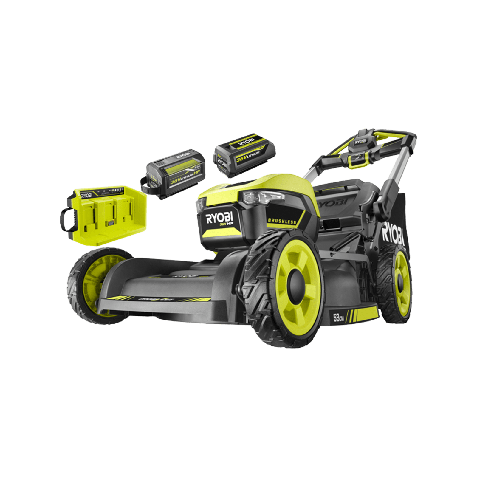 Ryobi 36V HP 53cm Brushless Self-Propelled Mower Dual Battery Kit
