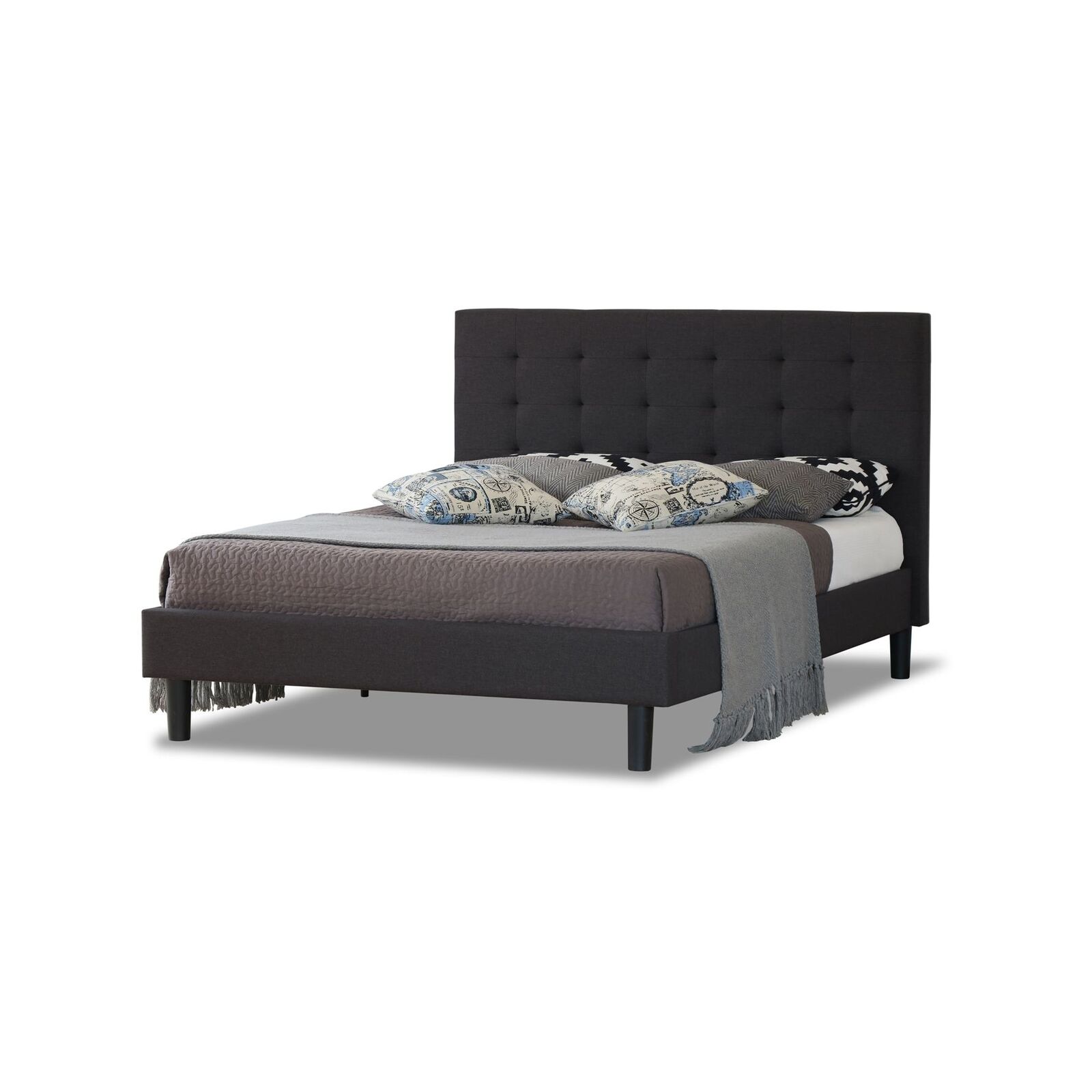 Istyle Alexis Wilt Double Bed Frame Fabric Charcoal Bunnings Australia