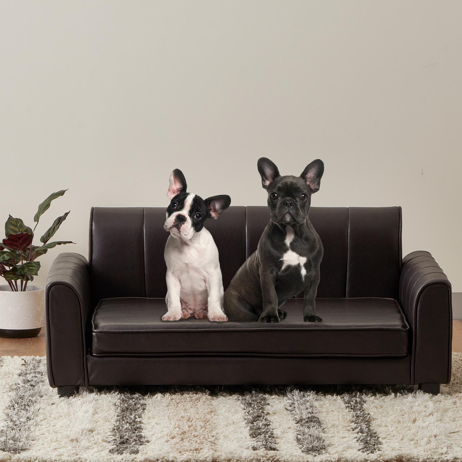 Cooper & Co. Plush Brown Pet Dog Cat Sofa Bed With Cushion Bunnings