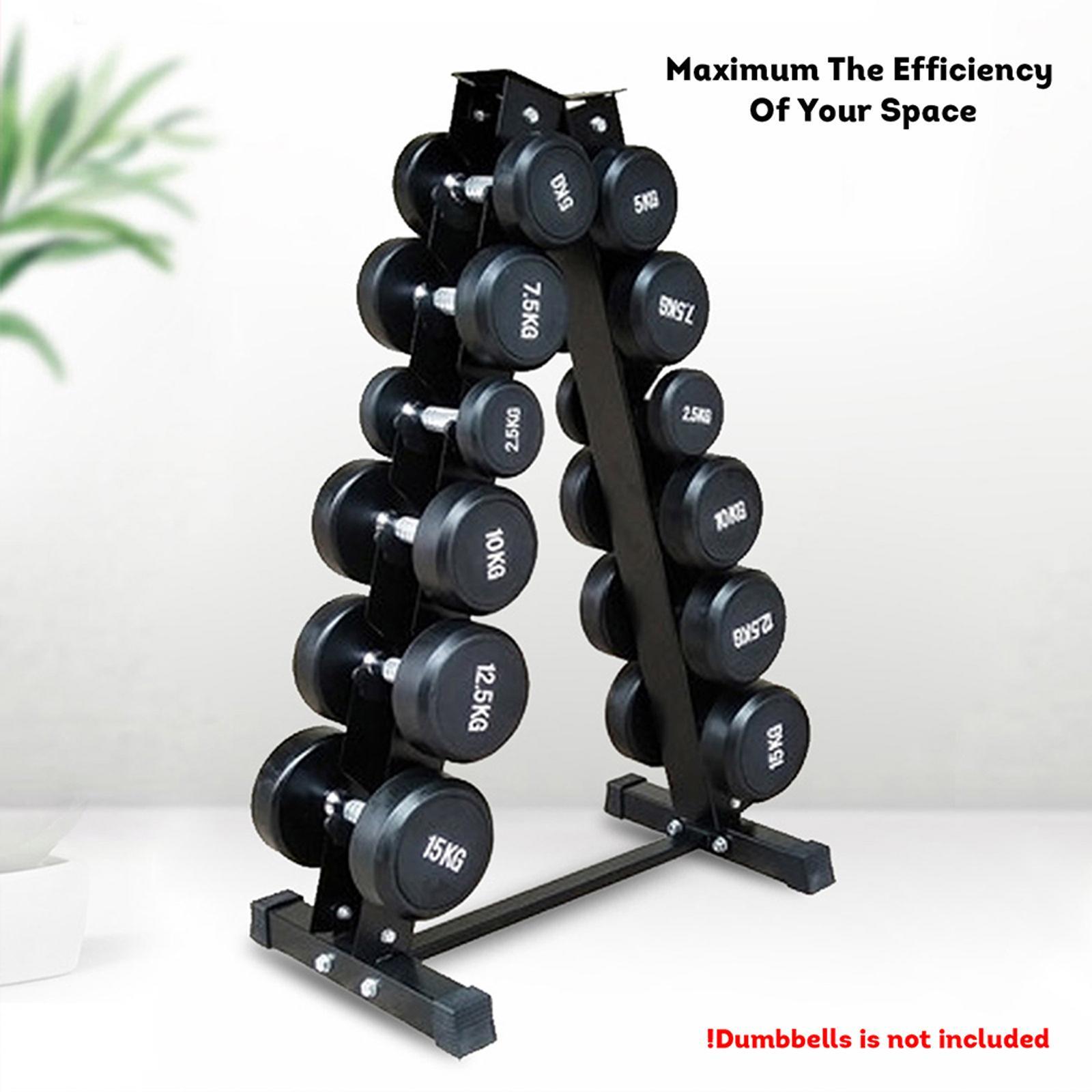 JMQ FITNESS Vertical 6Pair Dumbbells Storage Rack Stand Black