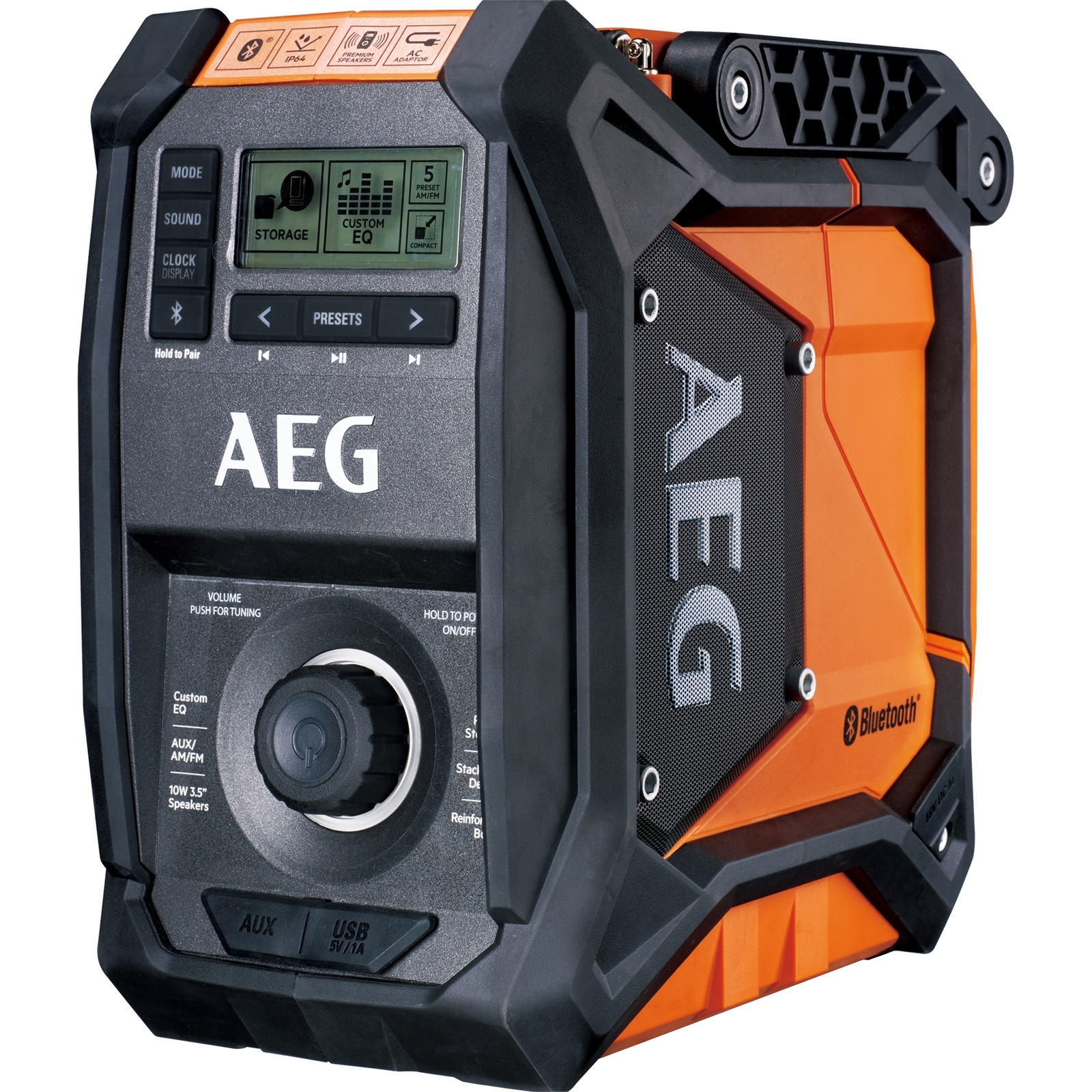 AEG 18V / 240V Hybrid Bluetooth Jobsite Radio Skin Only Bunnings