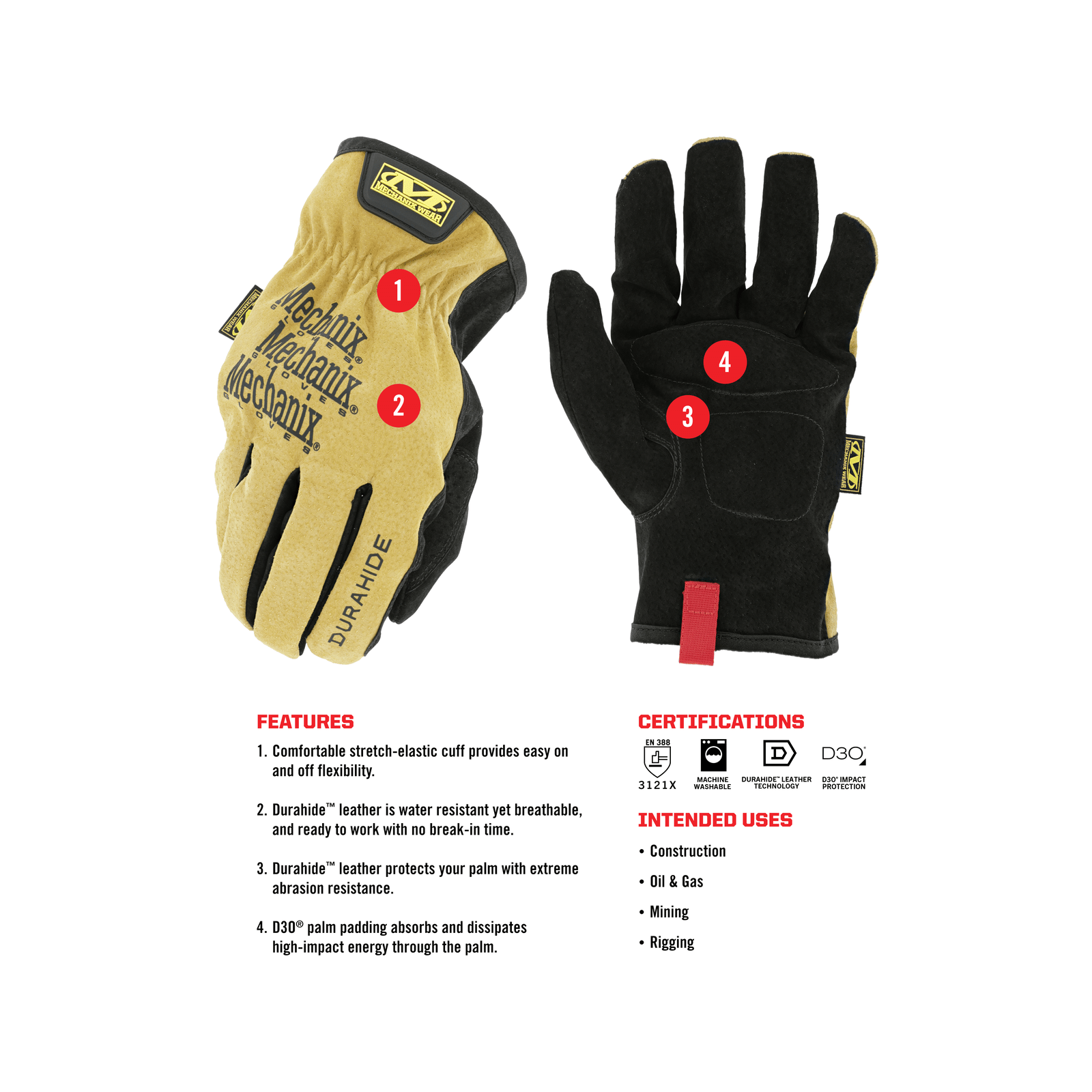 Mechanix Wear Medium Leather Rigger Glove Bunnings New Zealand