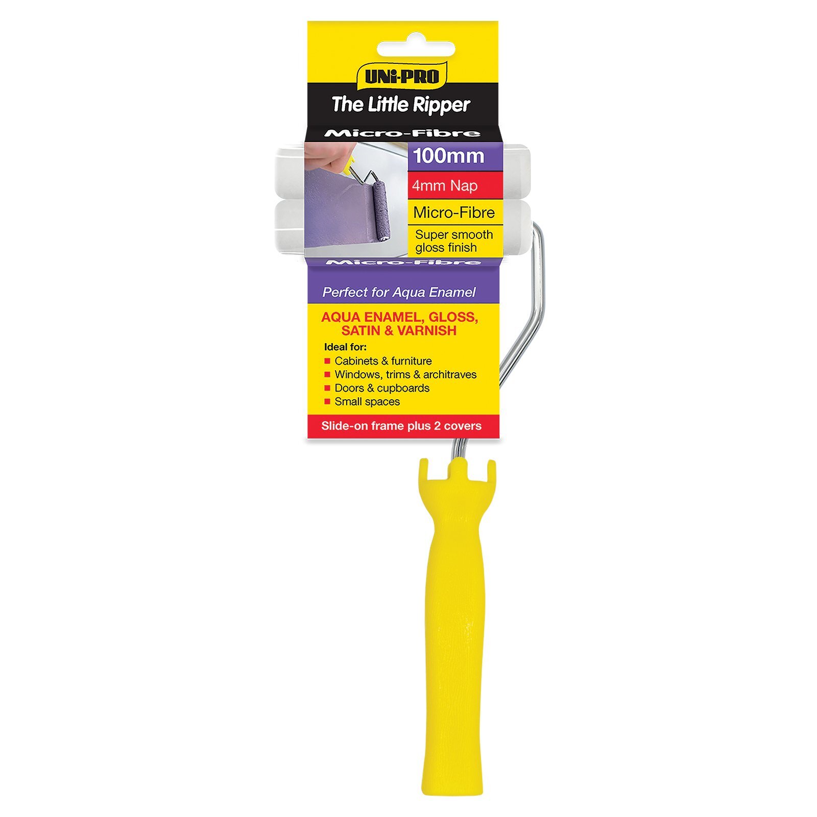 UNiPRO 100mm 4mm Nap Little Ripper Microfibre Mini Roller Set