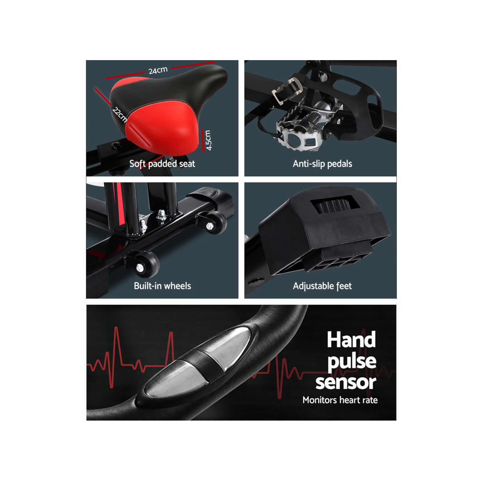 Everfit Black Flywheel Spin Exercise Bike Bunnings Australia