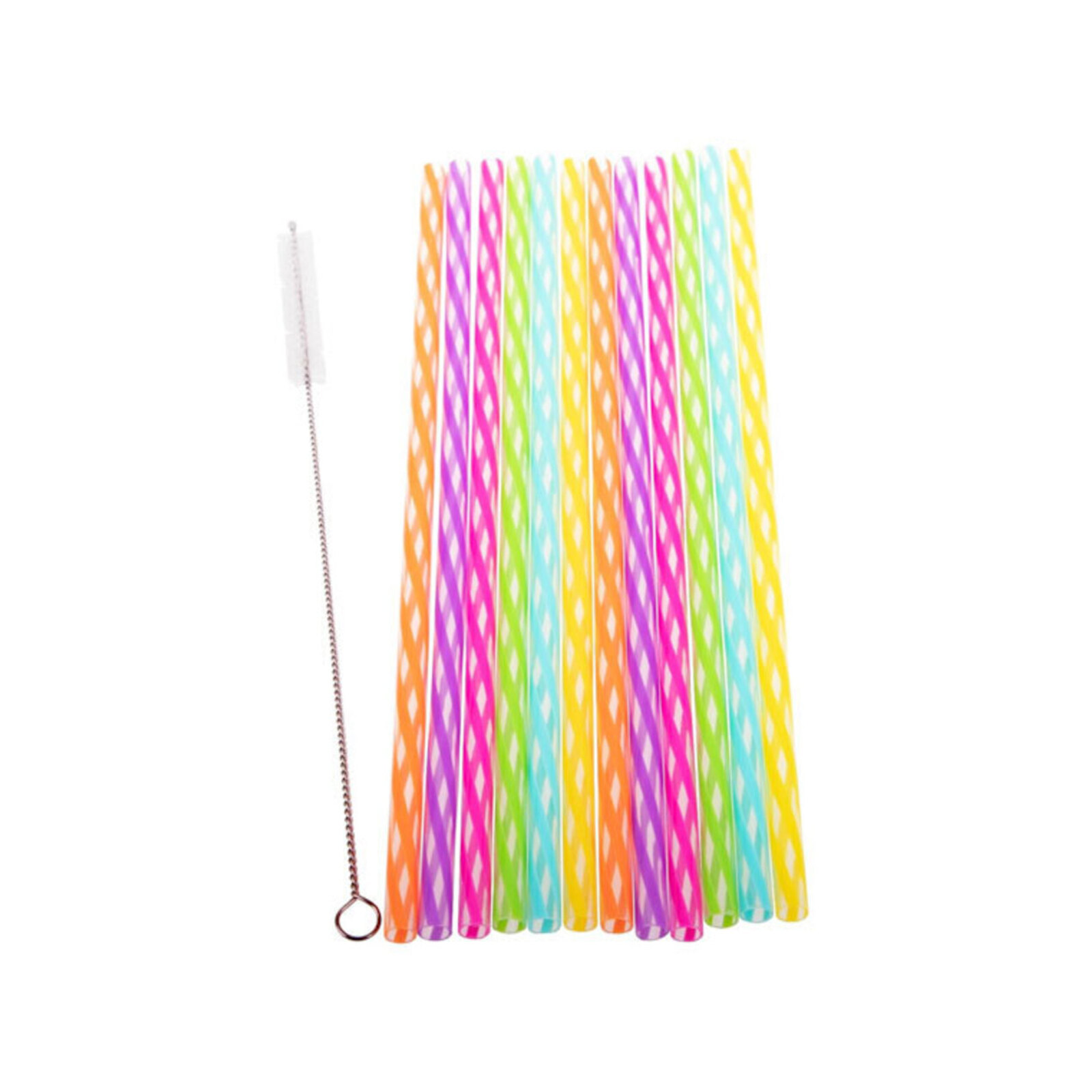 24pc Appetito Reusable Rainbow Party Straw w/ Cleaning Brush Bunnings Australia