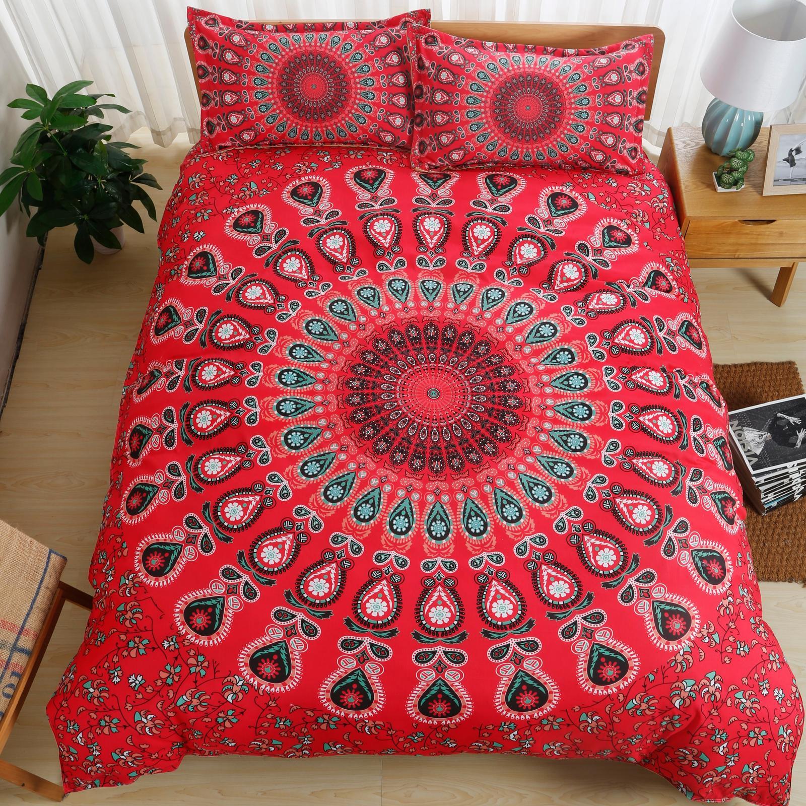 3D Bohemian Red Quilt Cover Set Bedding Set Pillowcases 119 Bunnings