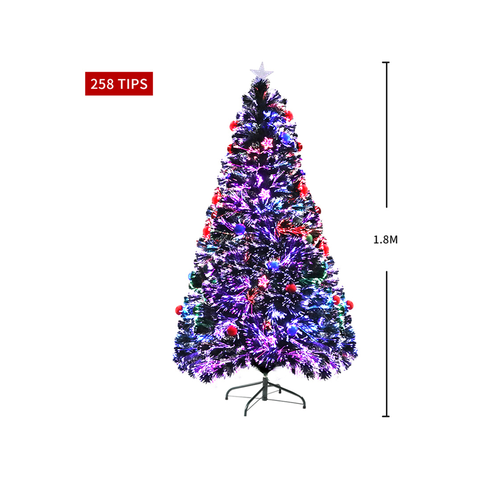 SANTACO Christmas Tree 1.8M 6Ft Xmas Decorations Fibre Optic