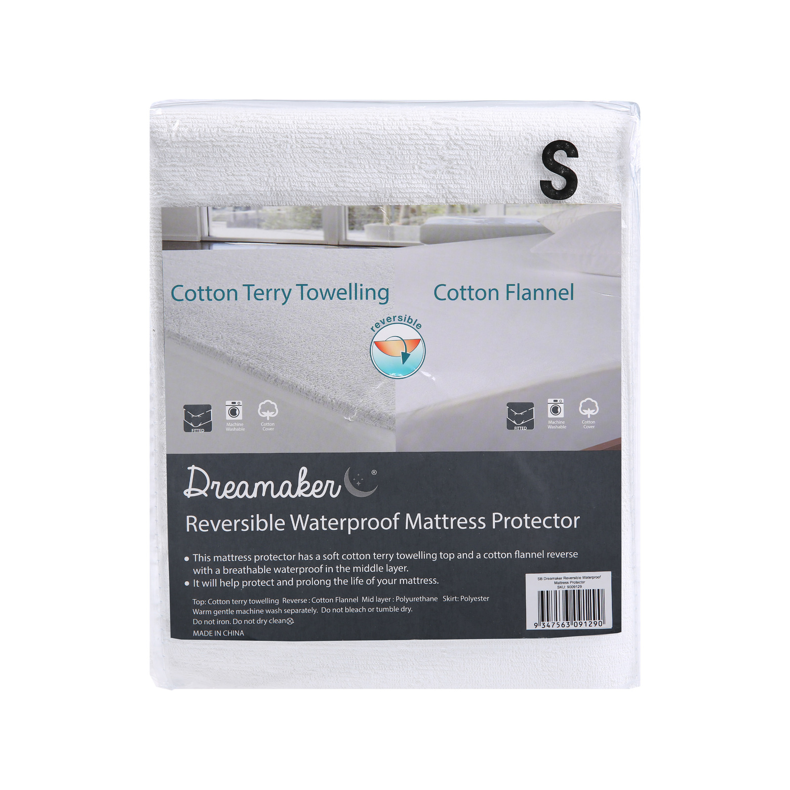 Dreamaker Reversible Cotton Waterproof Mattress Protector Double Bed