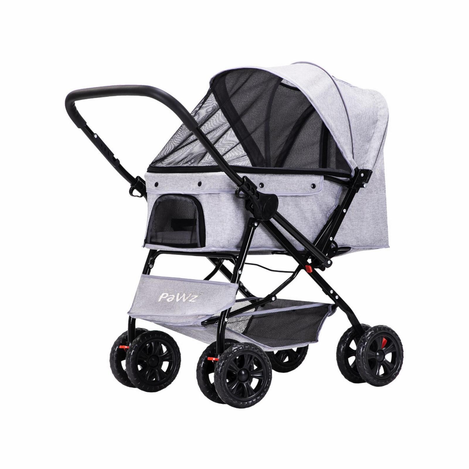 PaWz Pet Stroller Pram Dog Carrier Trailer Strollers 4 Wheels Foldable