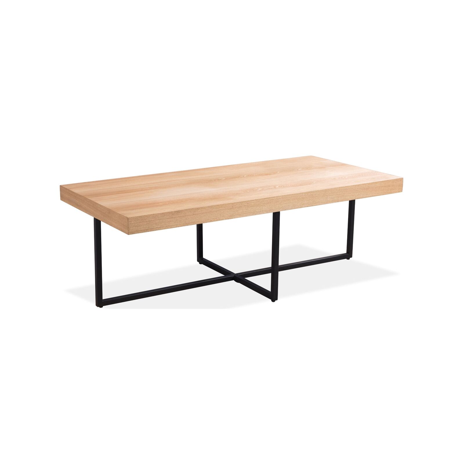 Petunia Coffee Table 120cm Elm Timber Wood Black Metal Leg Natural