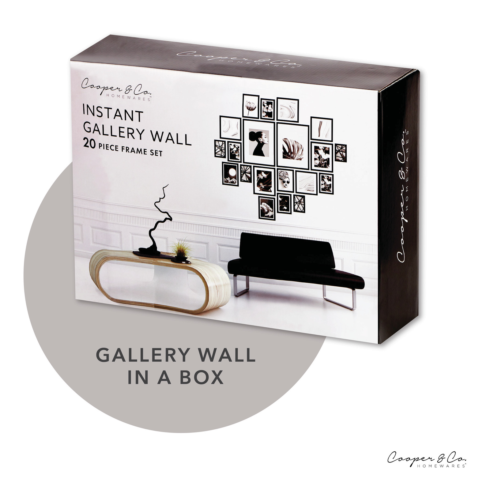 Cooper & Co. Instant Gallery Wall 20 Piece Frame Set Black Bunnings