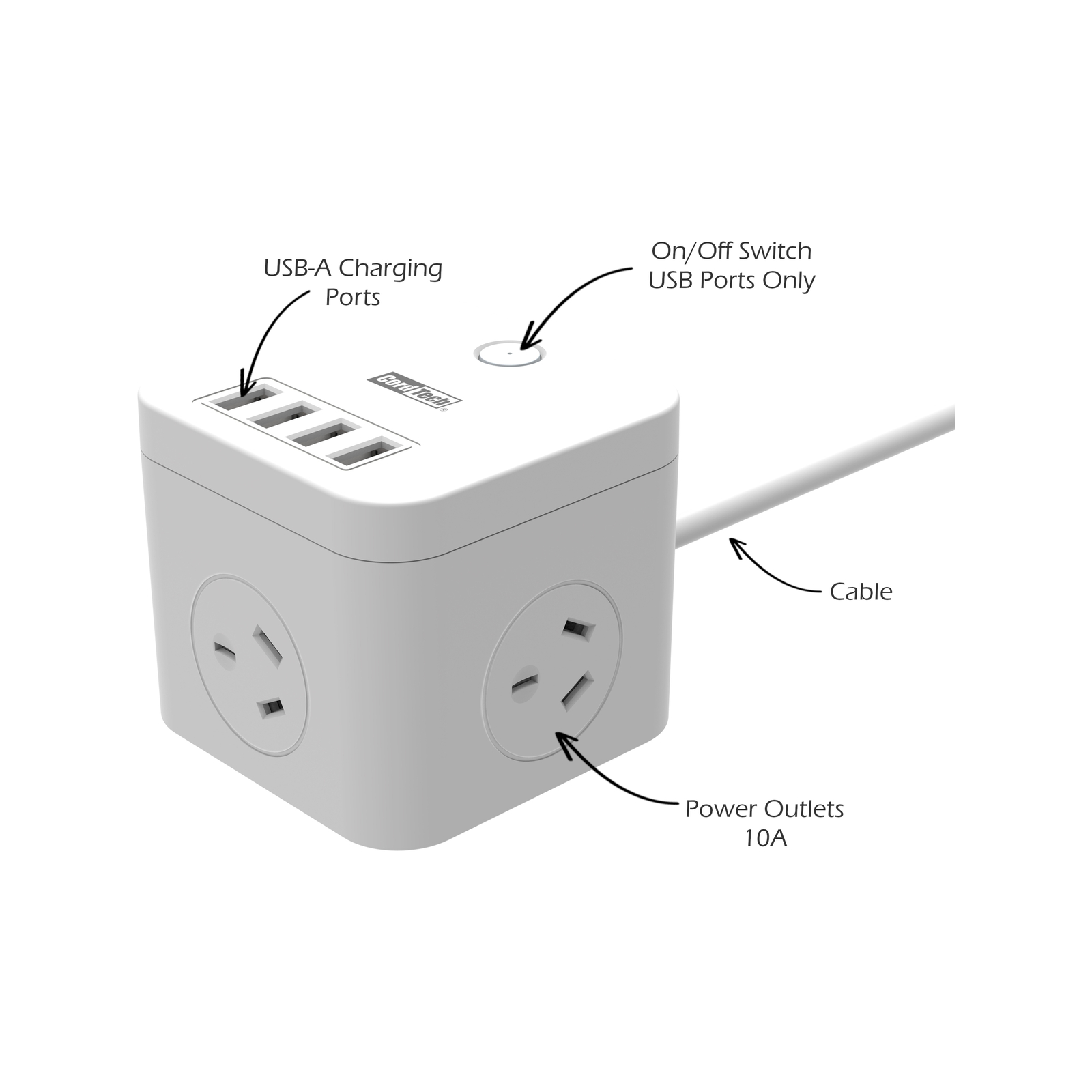 CordTech 3 Outlet Desktop Power Station Bunnings Australia