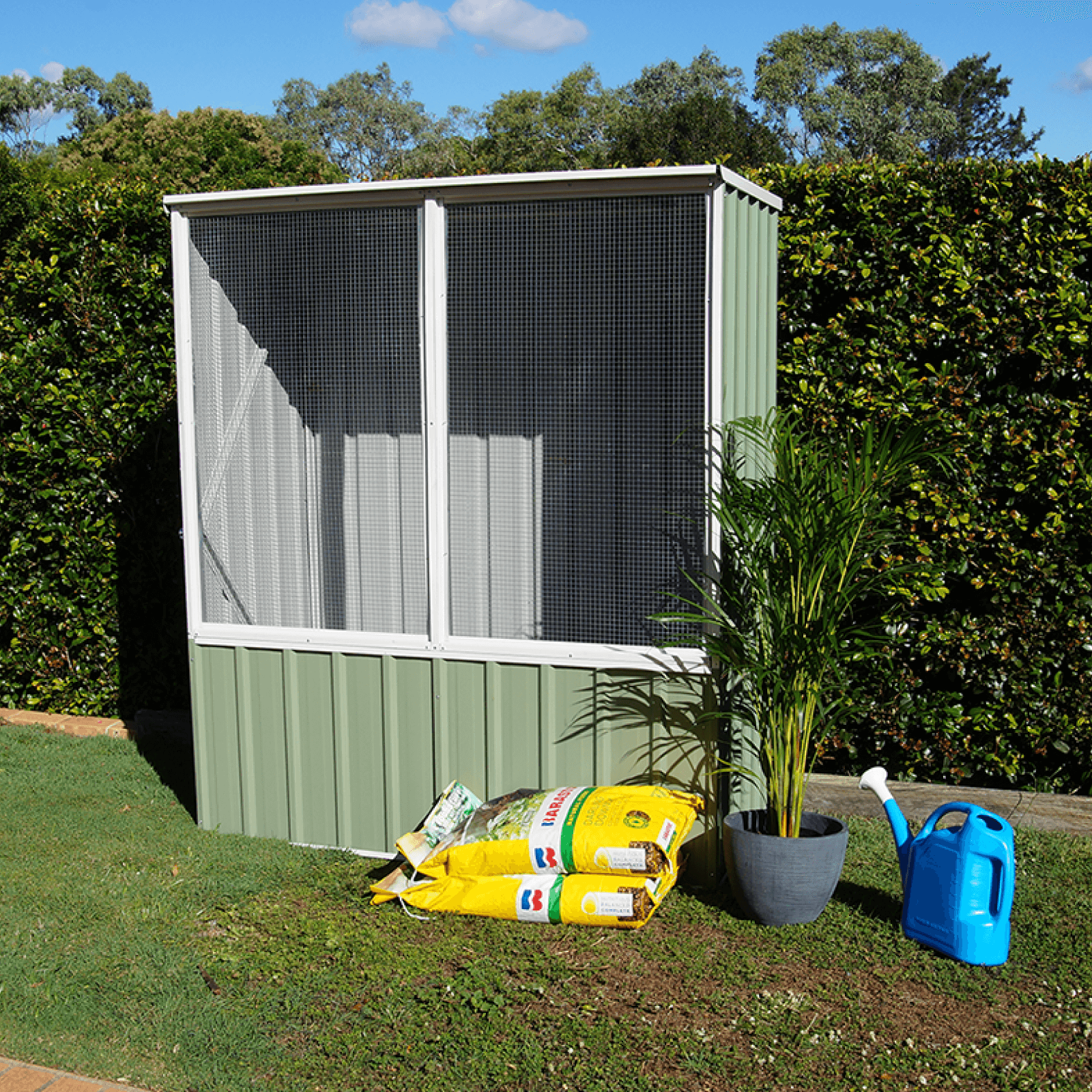 Absco Sheds 1.52 x 0.78 x 1.8m Zincalume Full Door Flat Roof Chicken