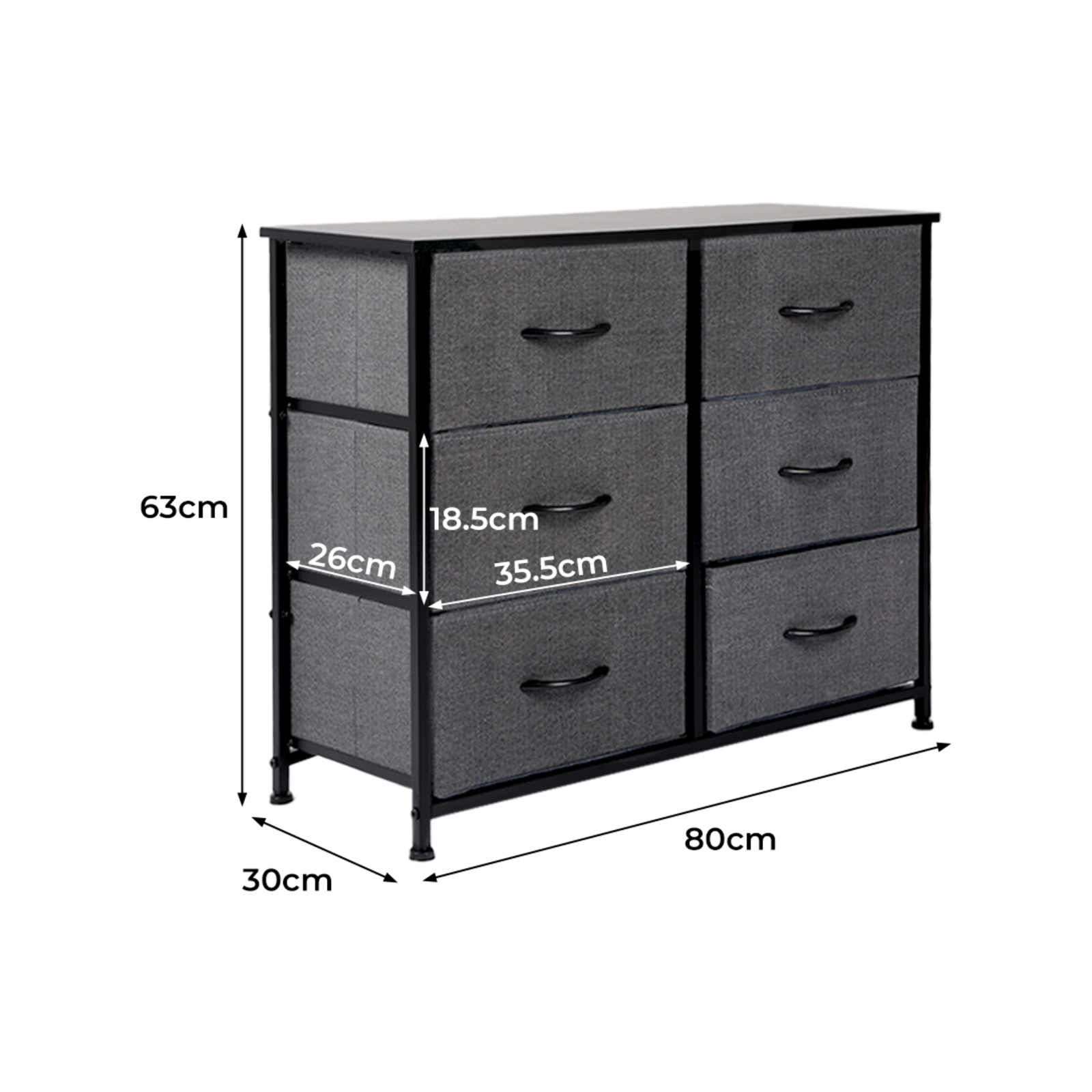 Levede Storage Tower Chest of Drawers Dresser Tallboy 6 Drawer
