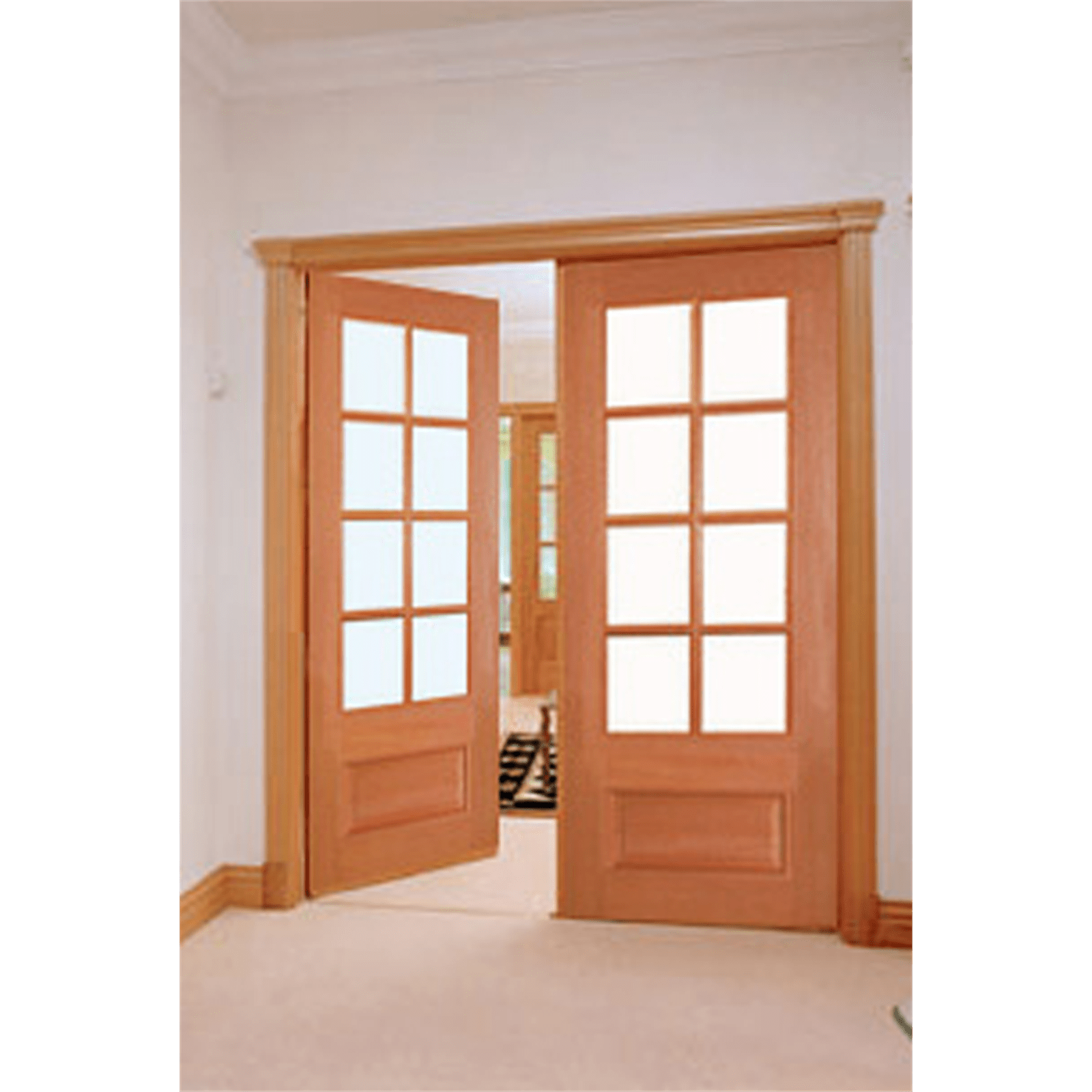 Woodcraft 2040 x 820 x 40mm Entrance Door Whitehouse Clear Safety Glass