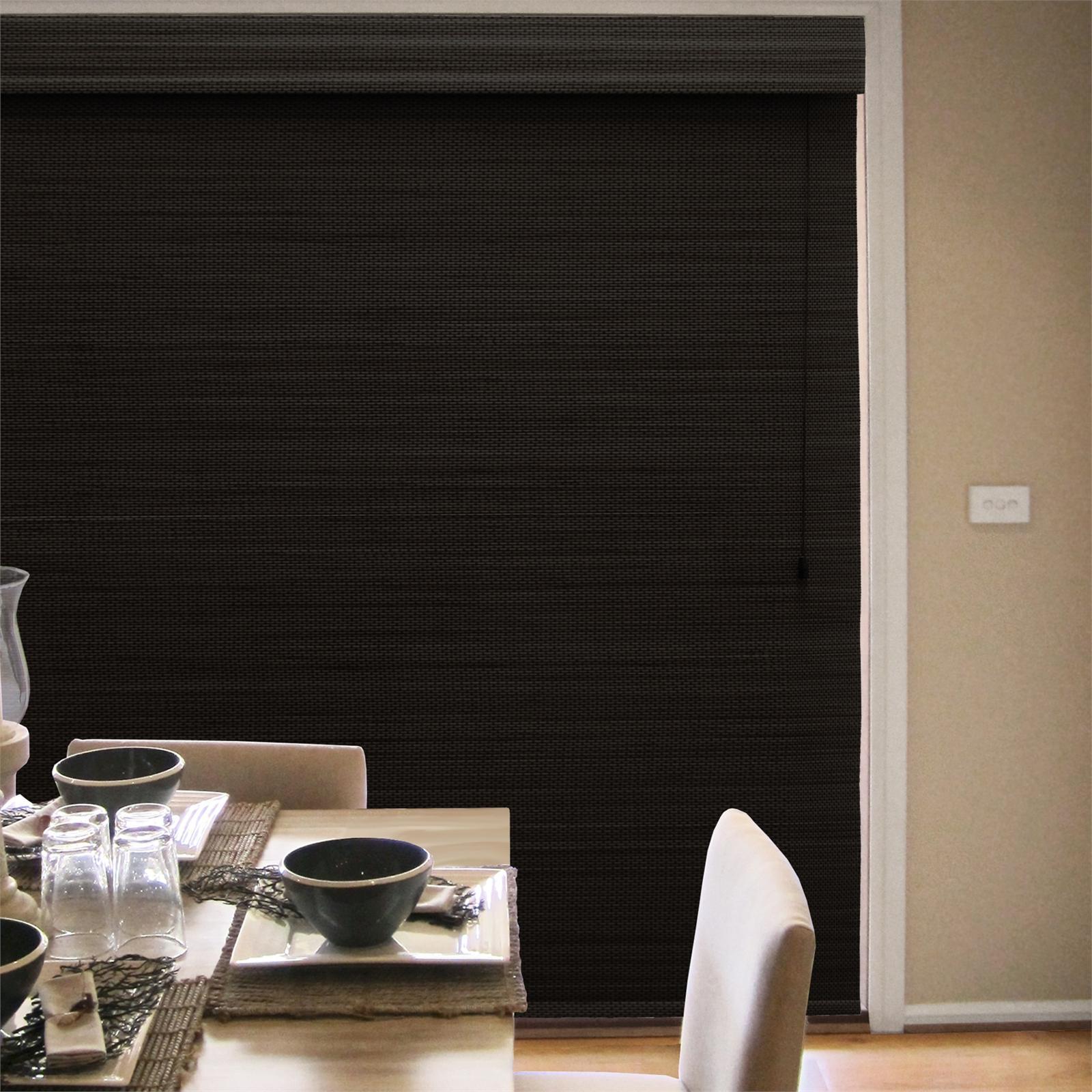 Windoware Bali Room Darkening Bamboo Roman Blind Black 600mm x 2100mm