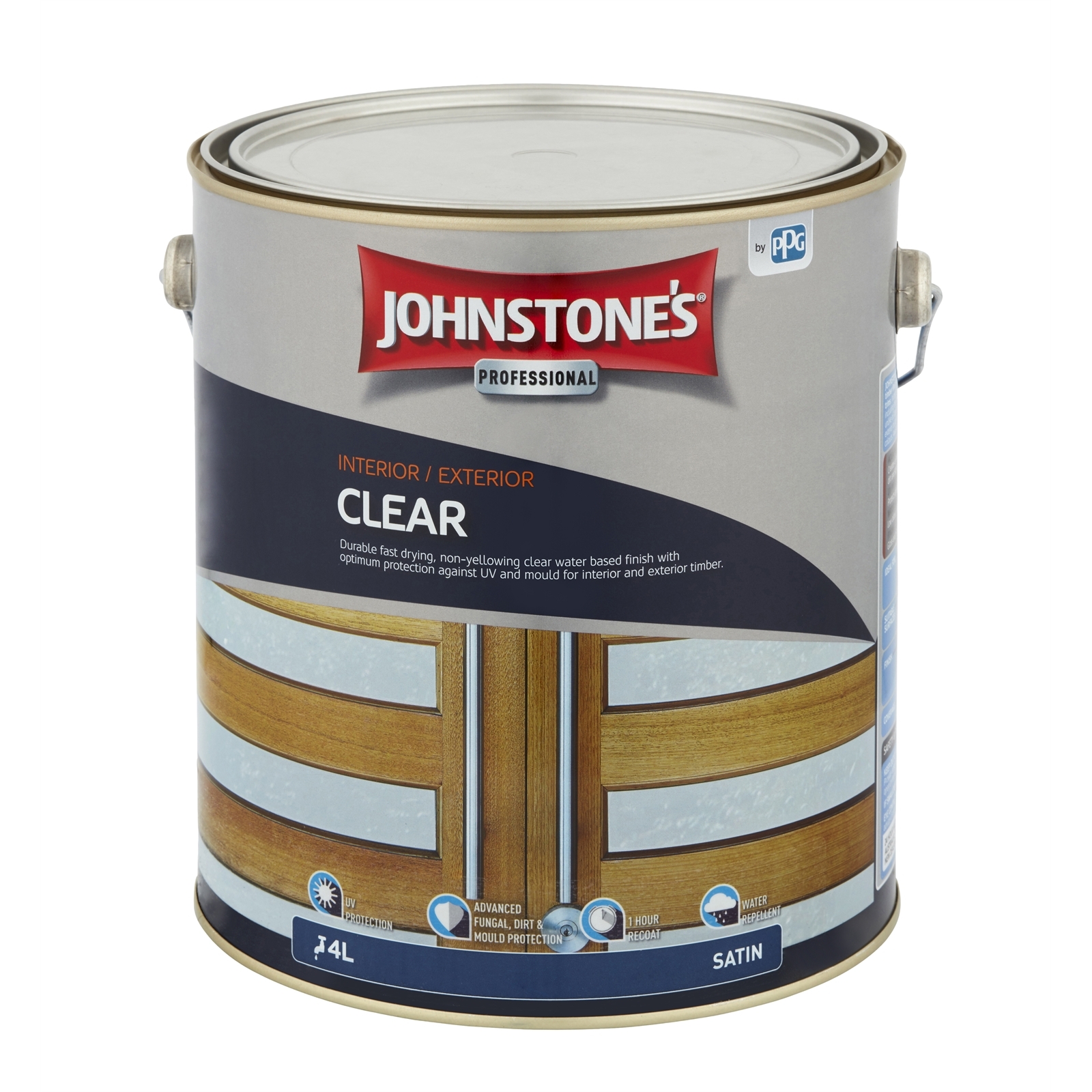 Johnstone's 4L Satin Water Based Clear Interior / Exterior Varnish