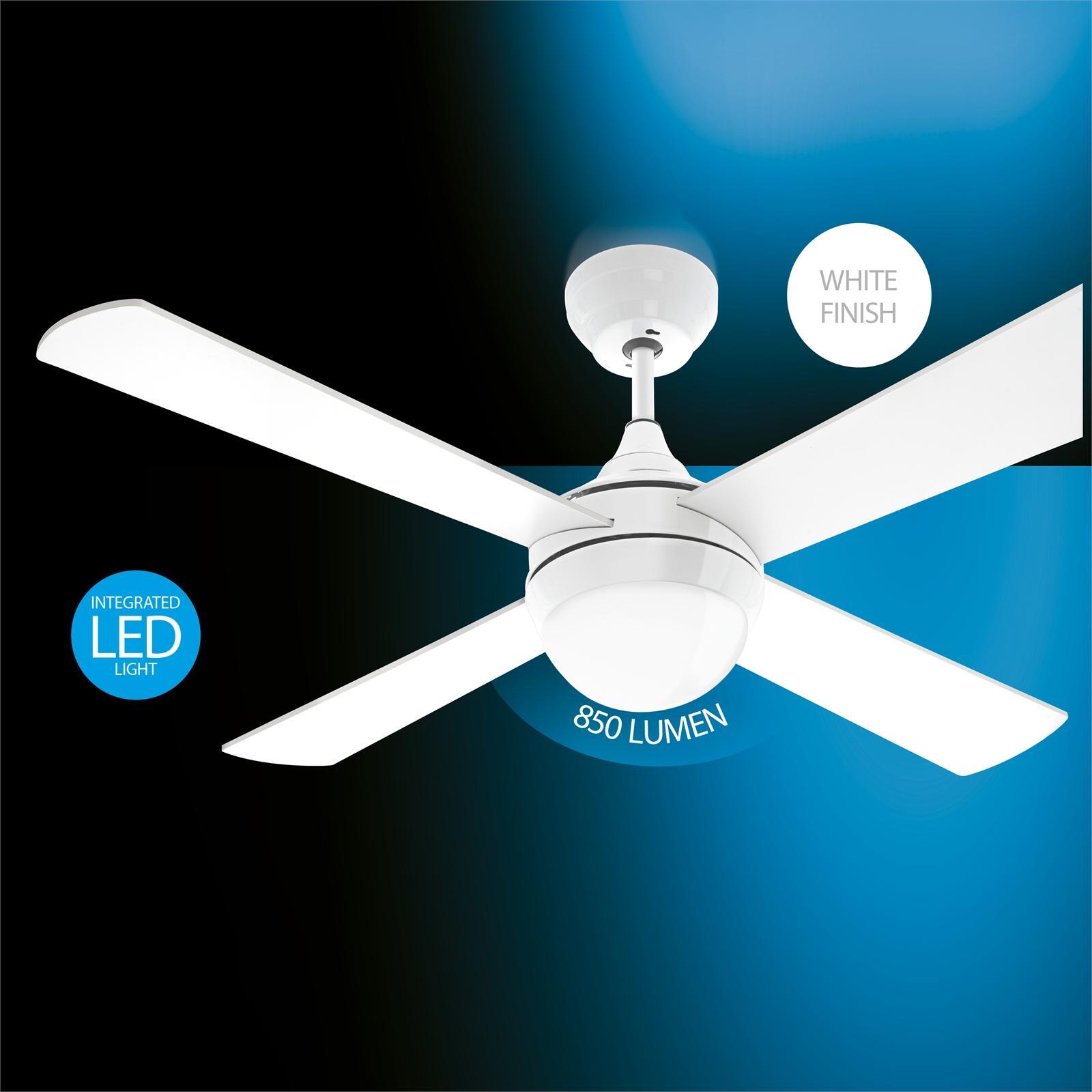 Arlec 130cm White Boston Ceiling Fan With LED Light Bunnings Australia