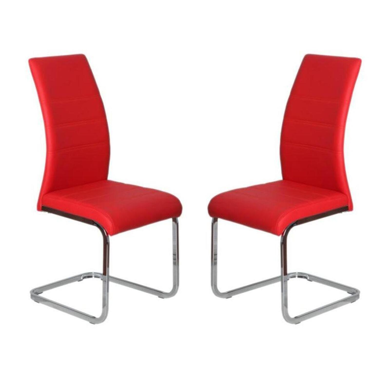 Set of 2 Giara Faux Leather Dining Chair Chrome Legs Red Bunnings