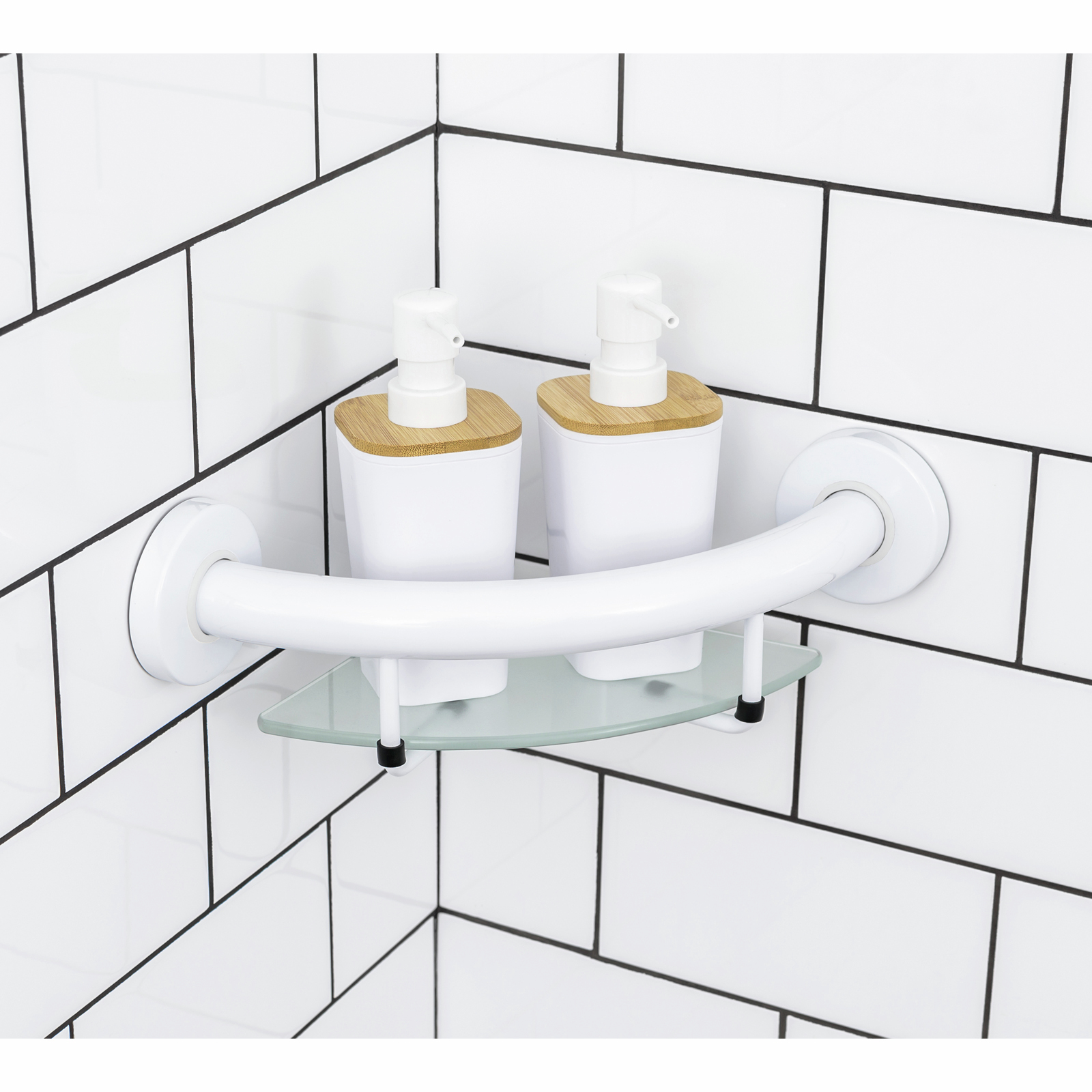 evekare White Grab Rail With Corner Shelf Bunnings Australia