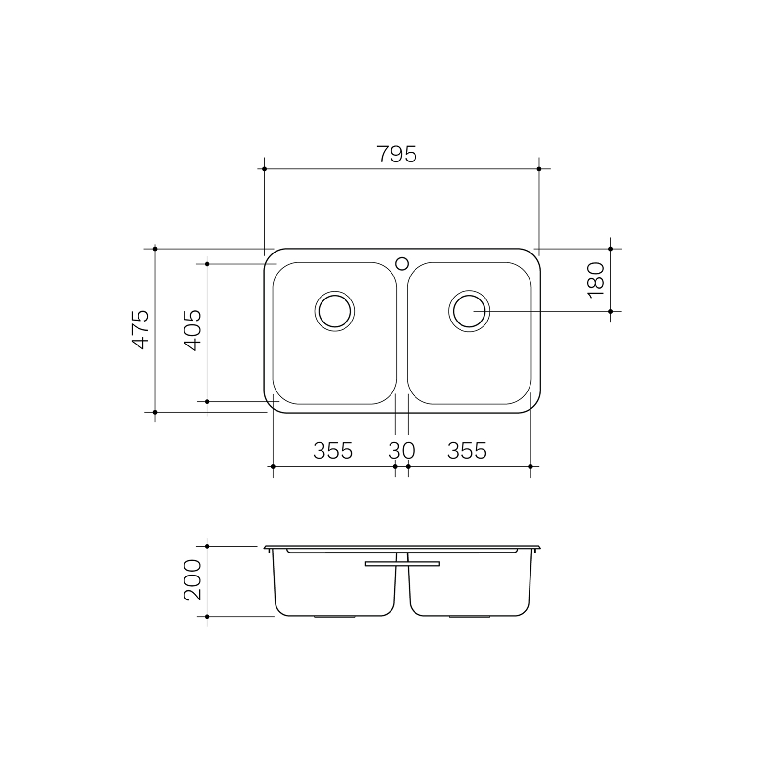 Clark Polar Double Bowl Overmount Sink With No Tap Hole Bunnings