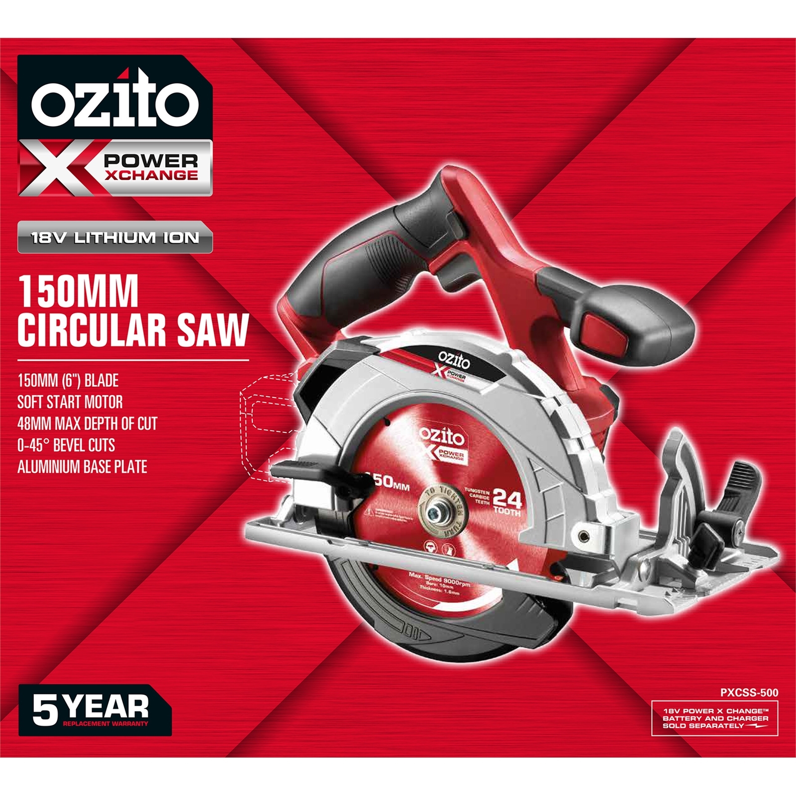 Ozito PXC 18V 150mm Circular Saw Skin Only Bunnings Australia