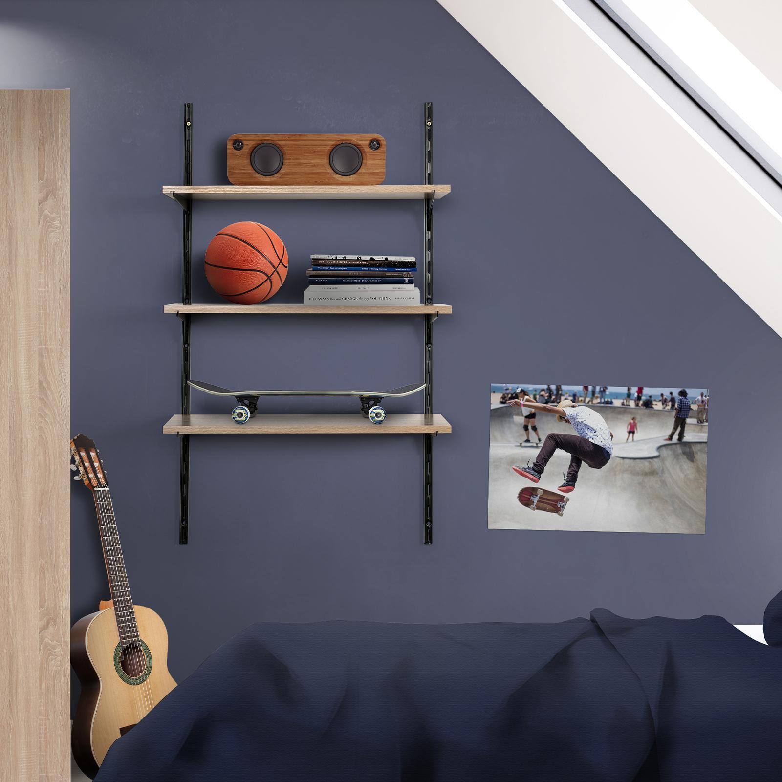 Flexi Storage 200mm Black S/Track Shelving Single Bracket Bunnings