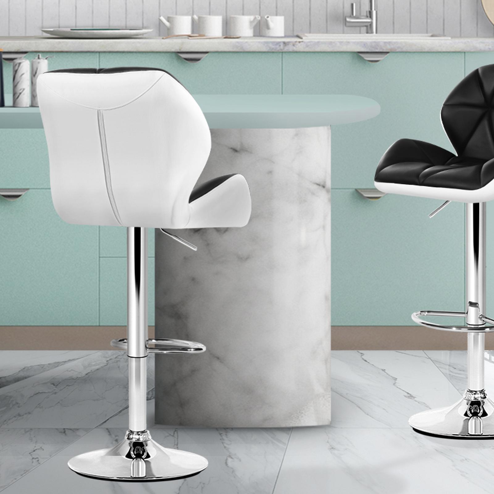 Artiss Jorn Set of 2 Black & White PU Leather Kitchen Bar Stools