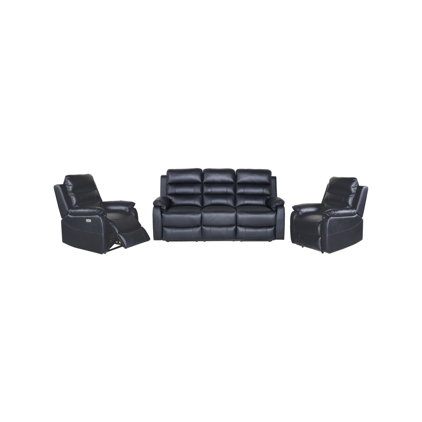 Royal 3pc 5 Seater Leather Electric Recliner Home Theatre Sofa Lounge
