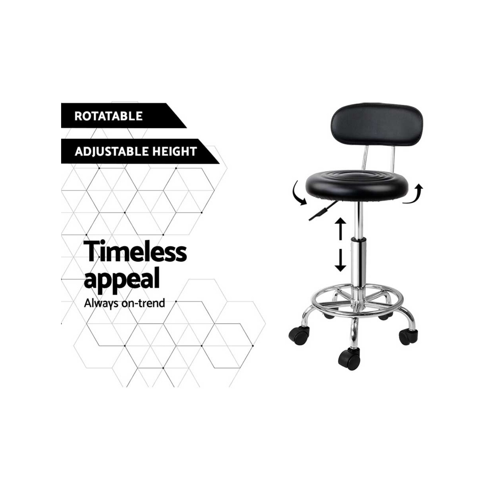 Artiss Salon Stool Swivel Chair with Back Black Bunnings Australia