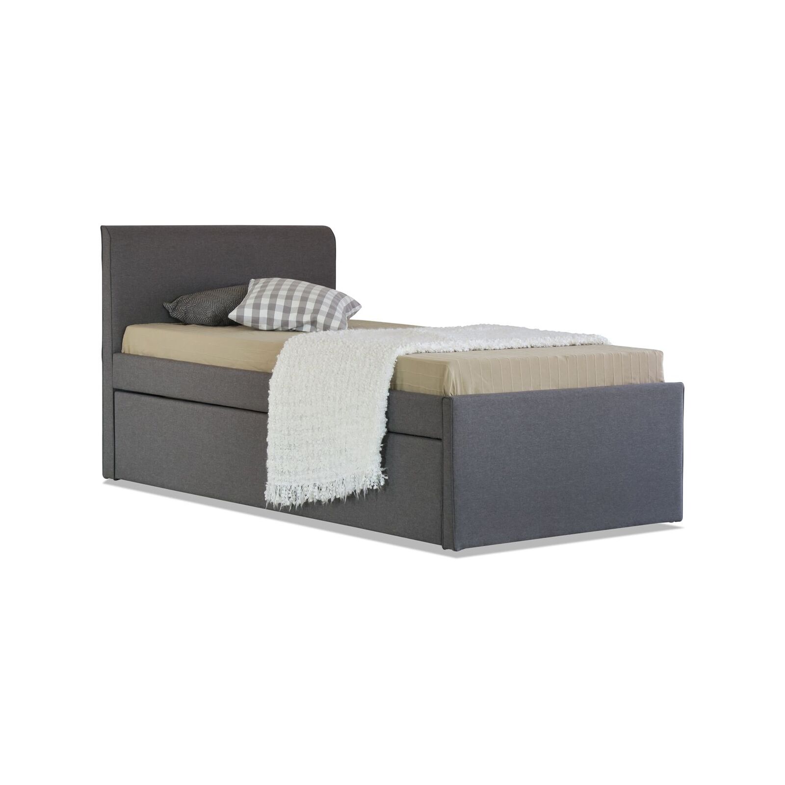 Istyle Selina King Single Trundle Storage Bed Frame Fabric Grey
