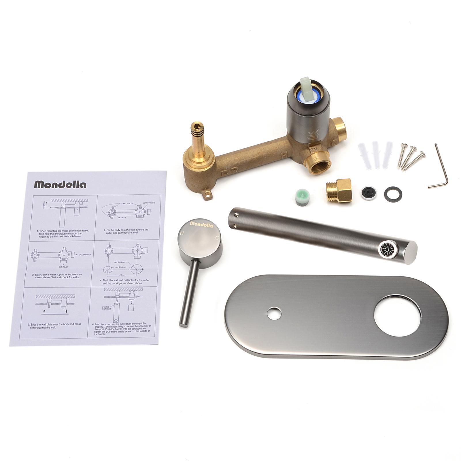 Mondella Gun Metal Resonance Wall Basin Mixer Suitable For Unequal