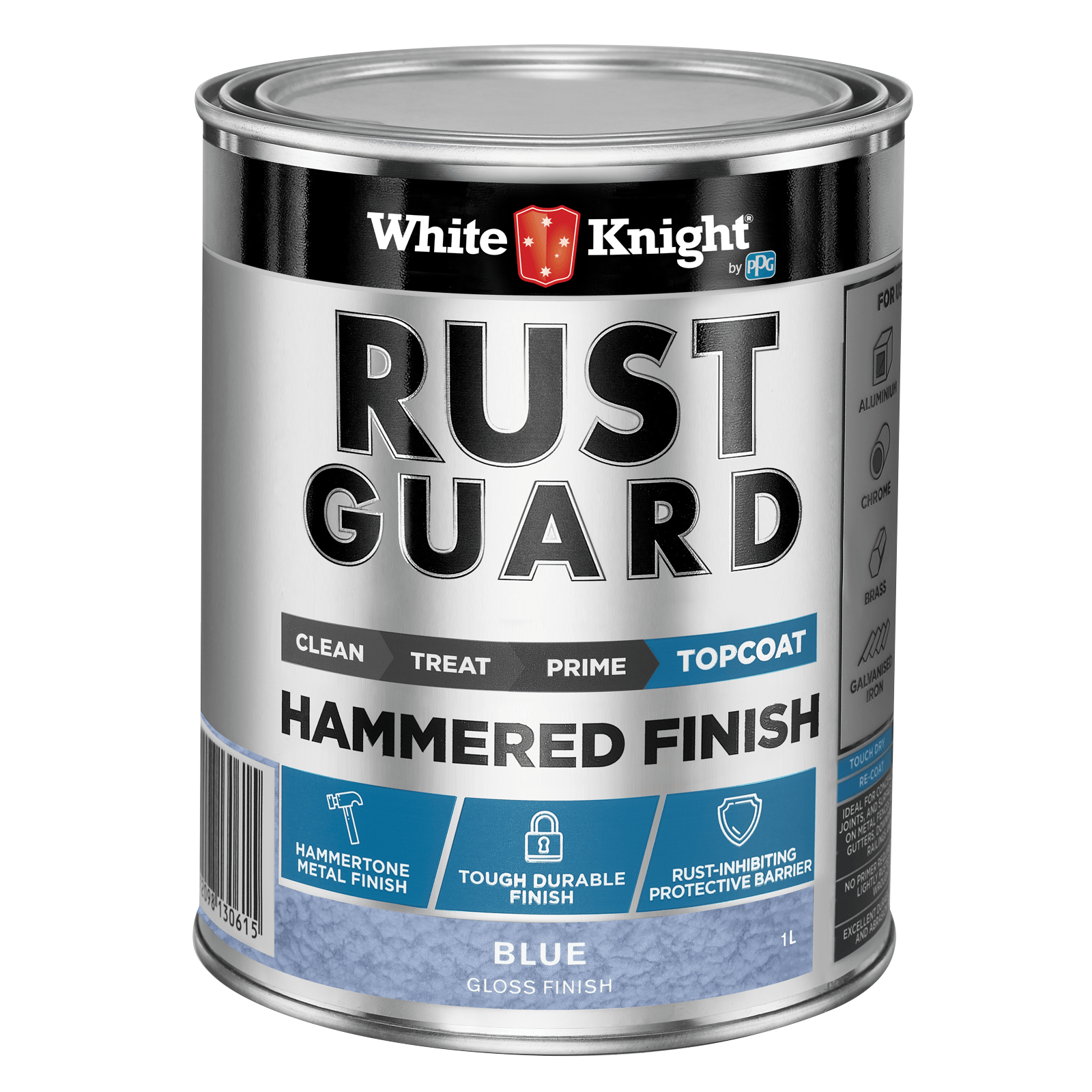 White Knight Rust Guard 1L Blue Hammered Finish Epoxy Enamel Paint