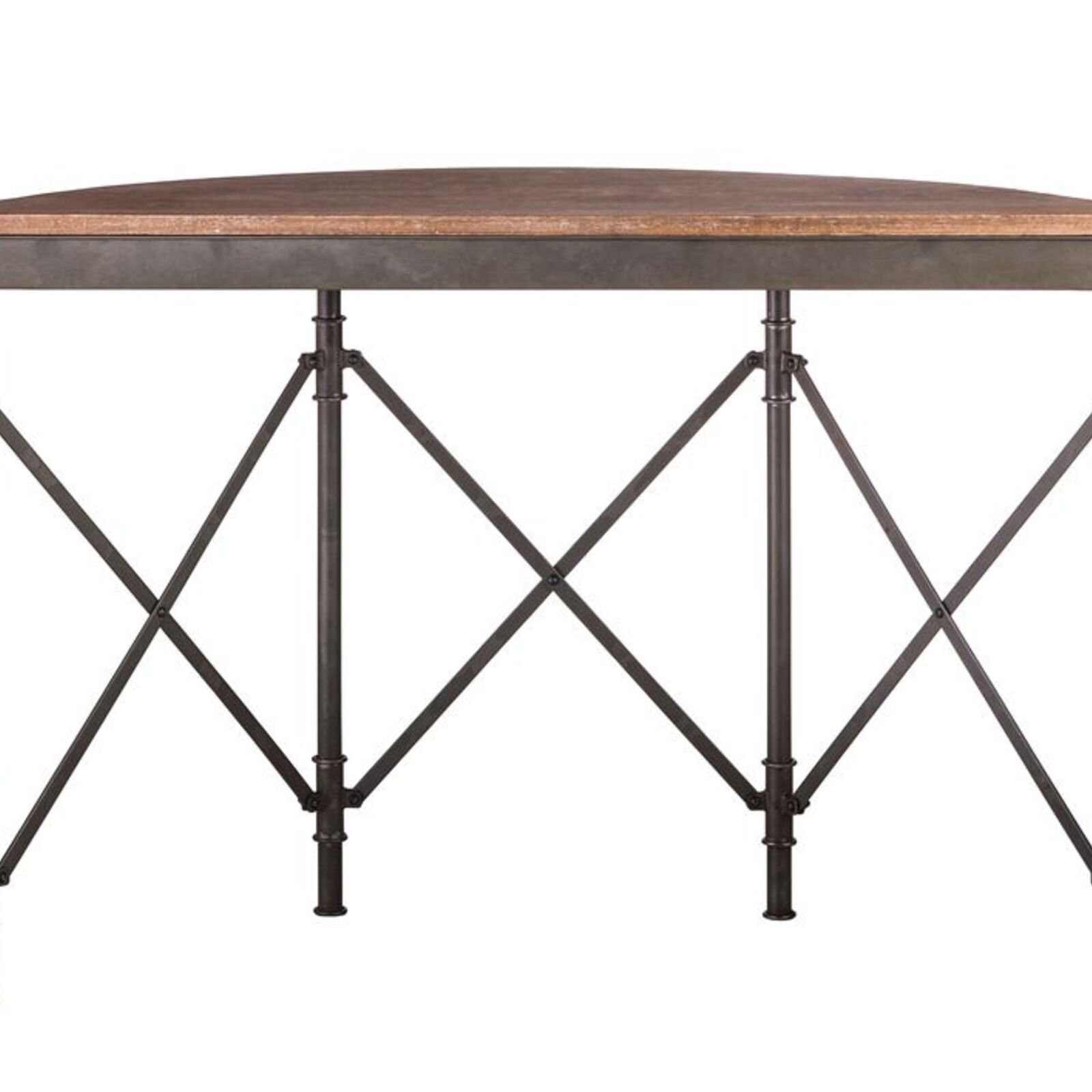 Lirash Industrial Half Round Hallway Console Table with Wood Top