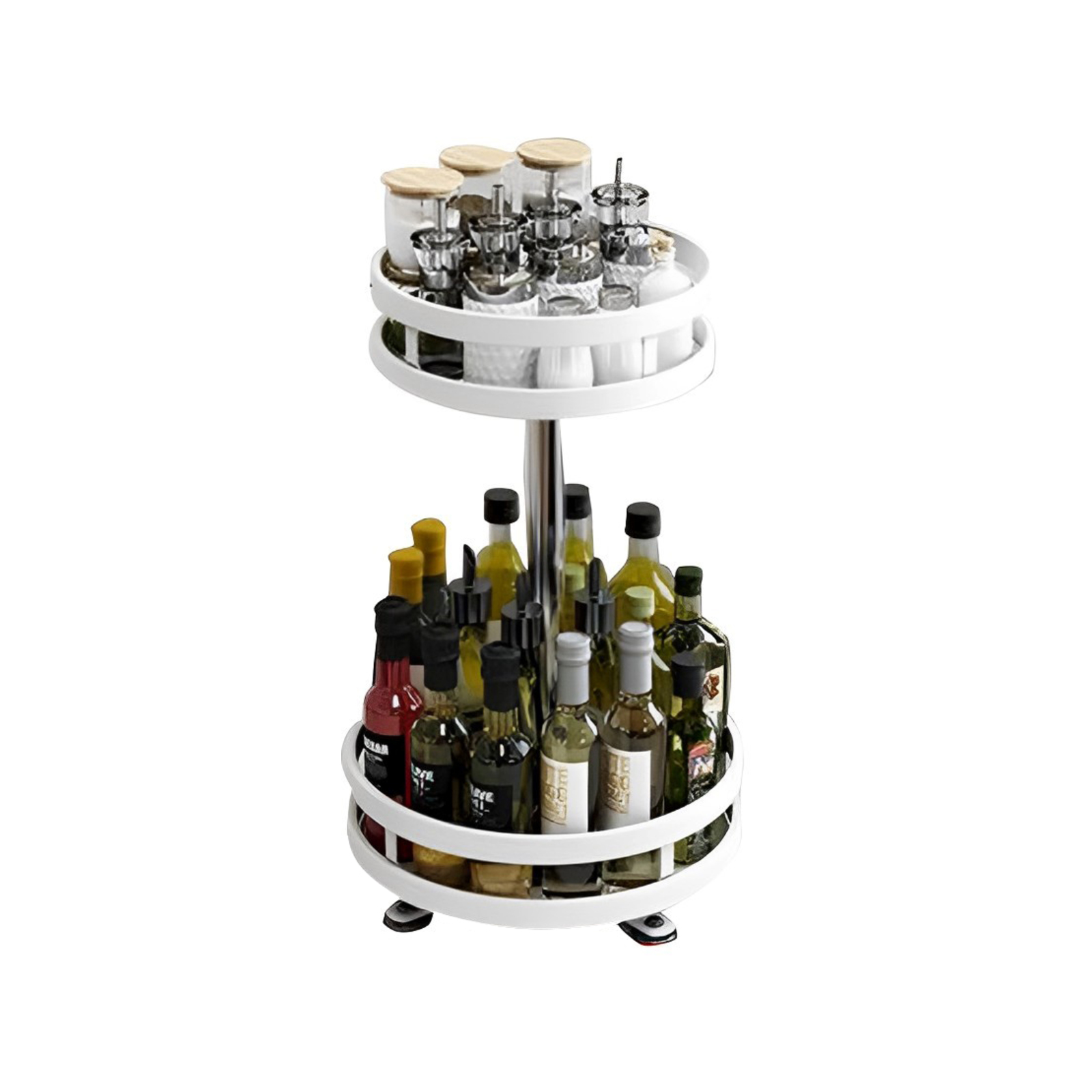 SOGA 2 Tier Steel White Round Rotating Kitchen Storage Bunnings Australia