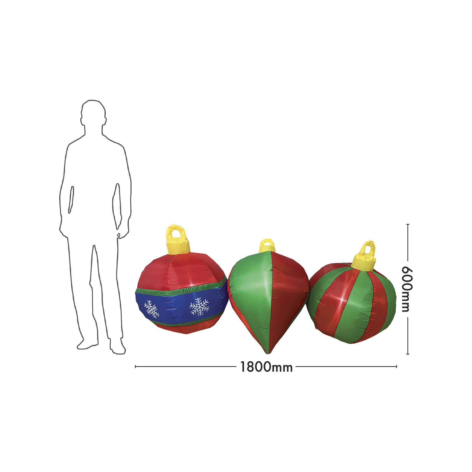 Arlec 1.8m Inflatable Colourful Christmas Baubles Low Voltage