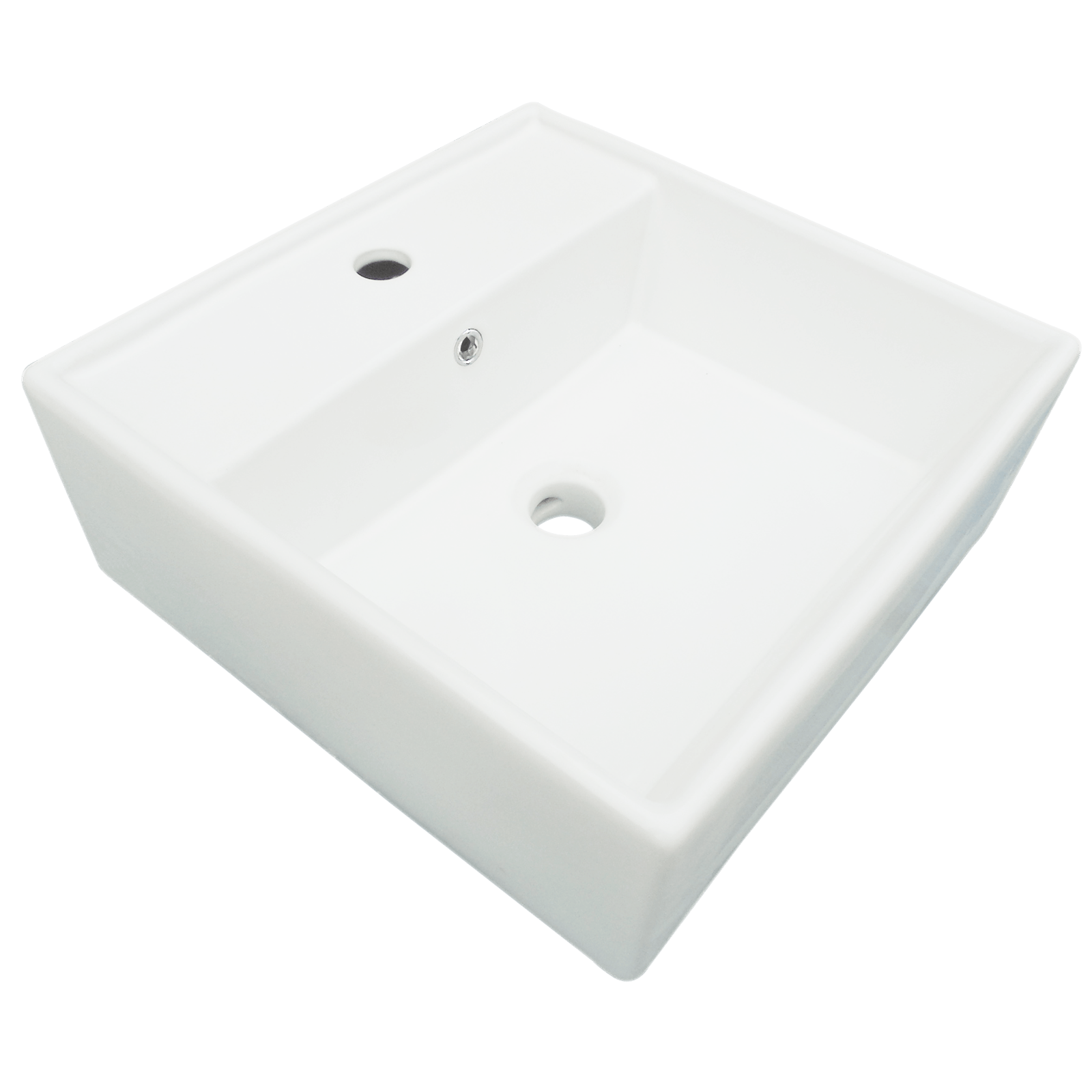 Mondella White Rococo Square Counter Top Vitreous China Basin