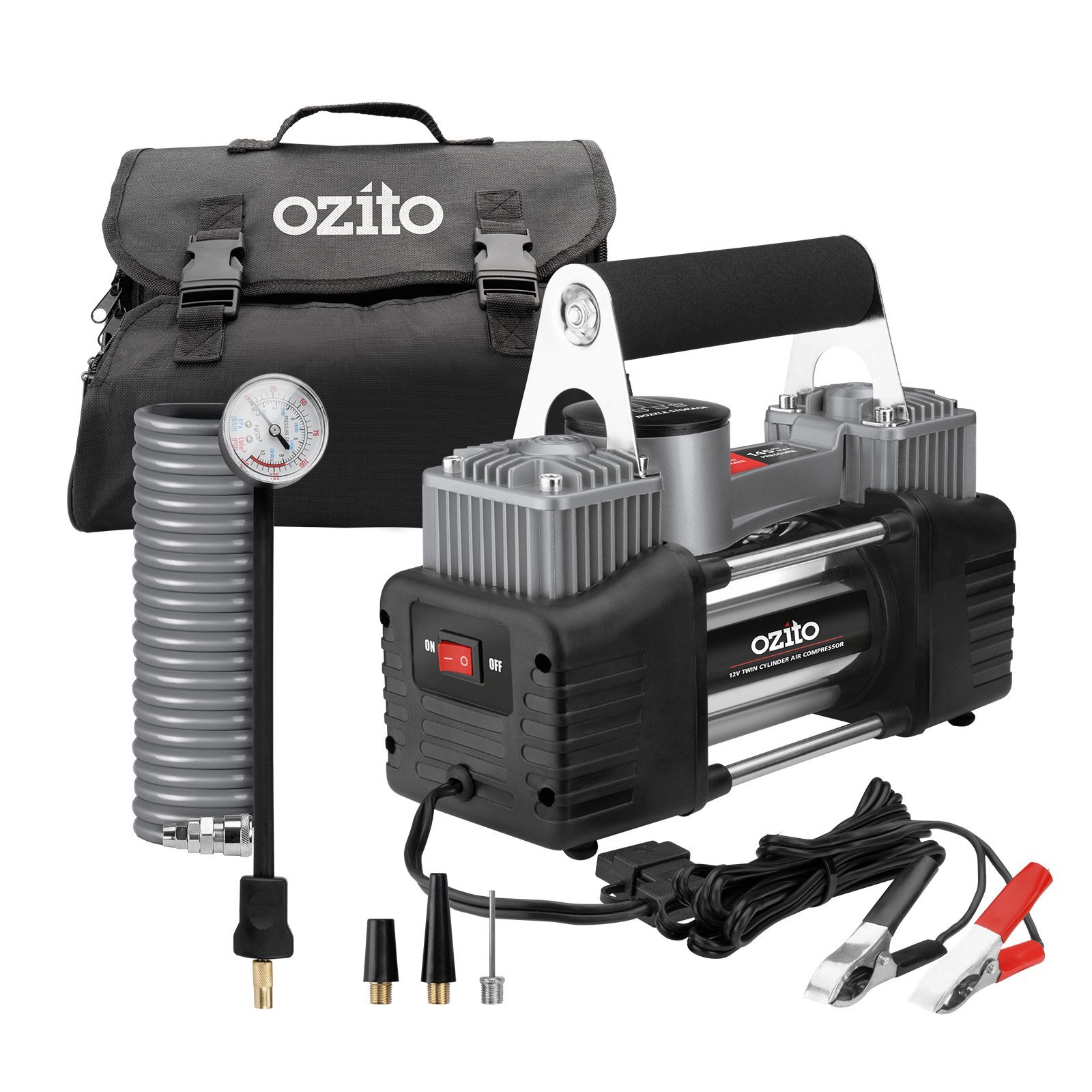 Ozito 12V 70L/min 145 PSI Twin Cylinder Air Compressor Bunnings New