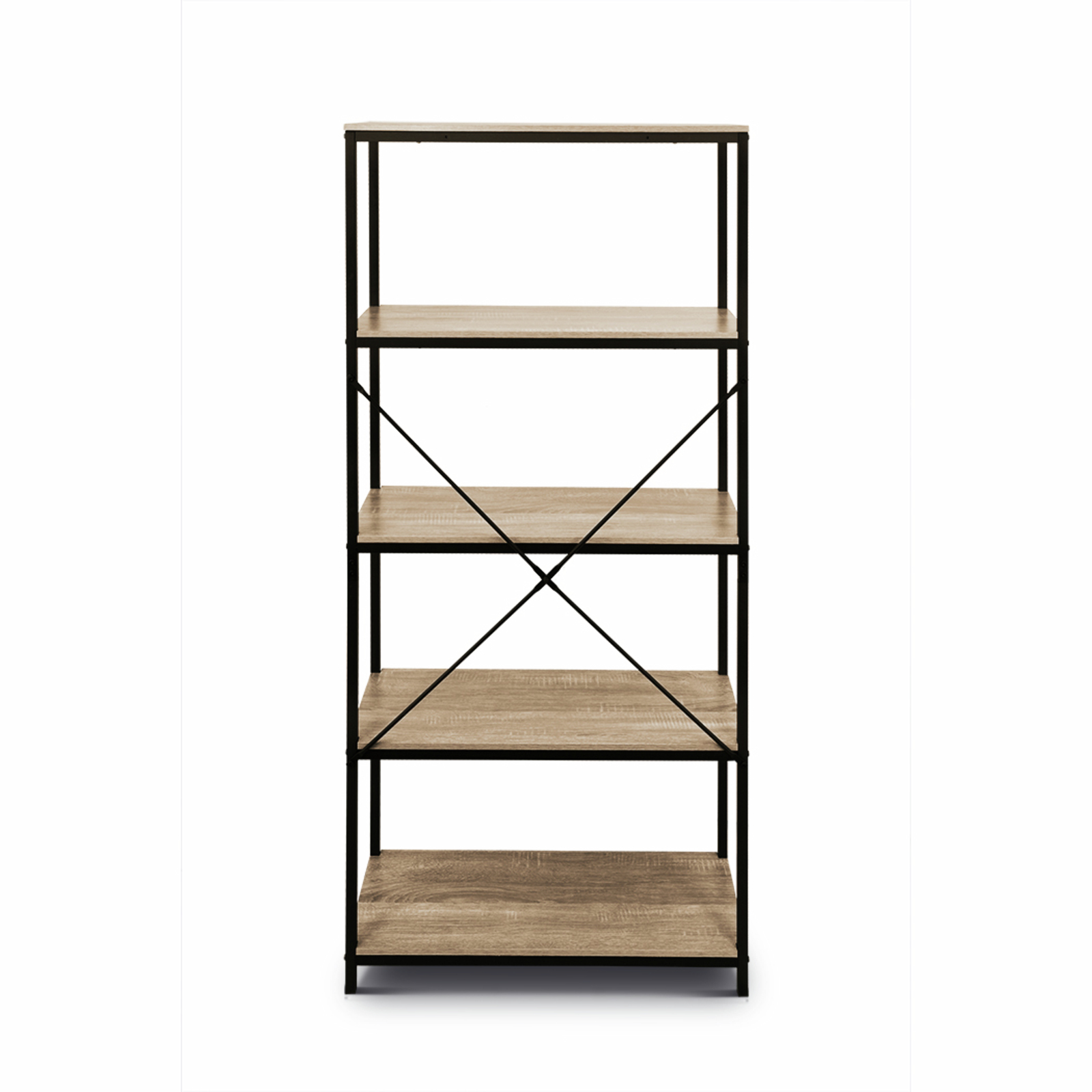 Rome Industrial Style 5Tier Storage Bookshelf Oak Bunnings Australia