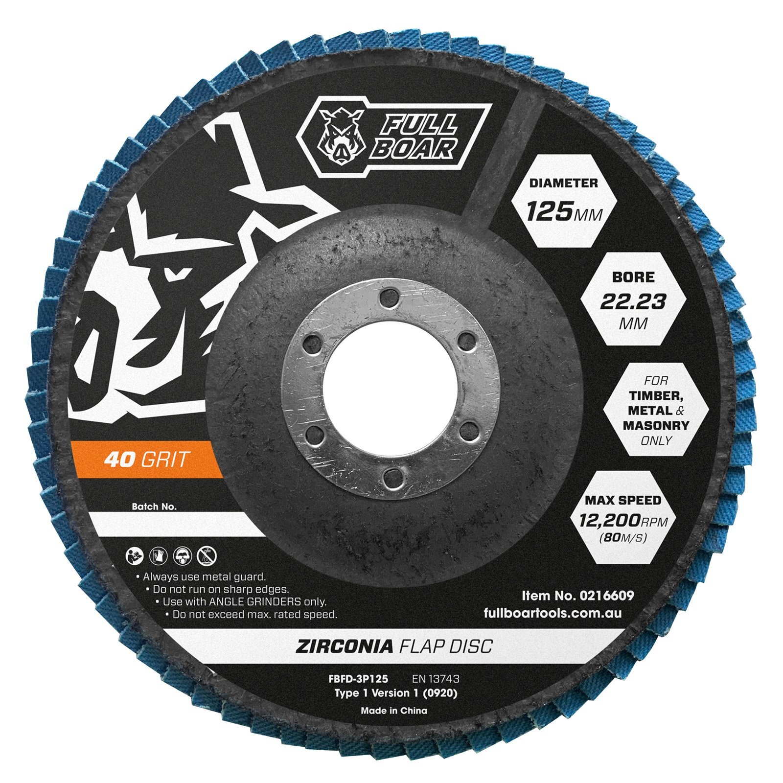 Full Boar 125mm 40 80 120 Grit Zirconia Flap Disc 3 Pack Bunnings