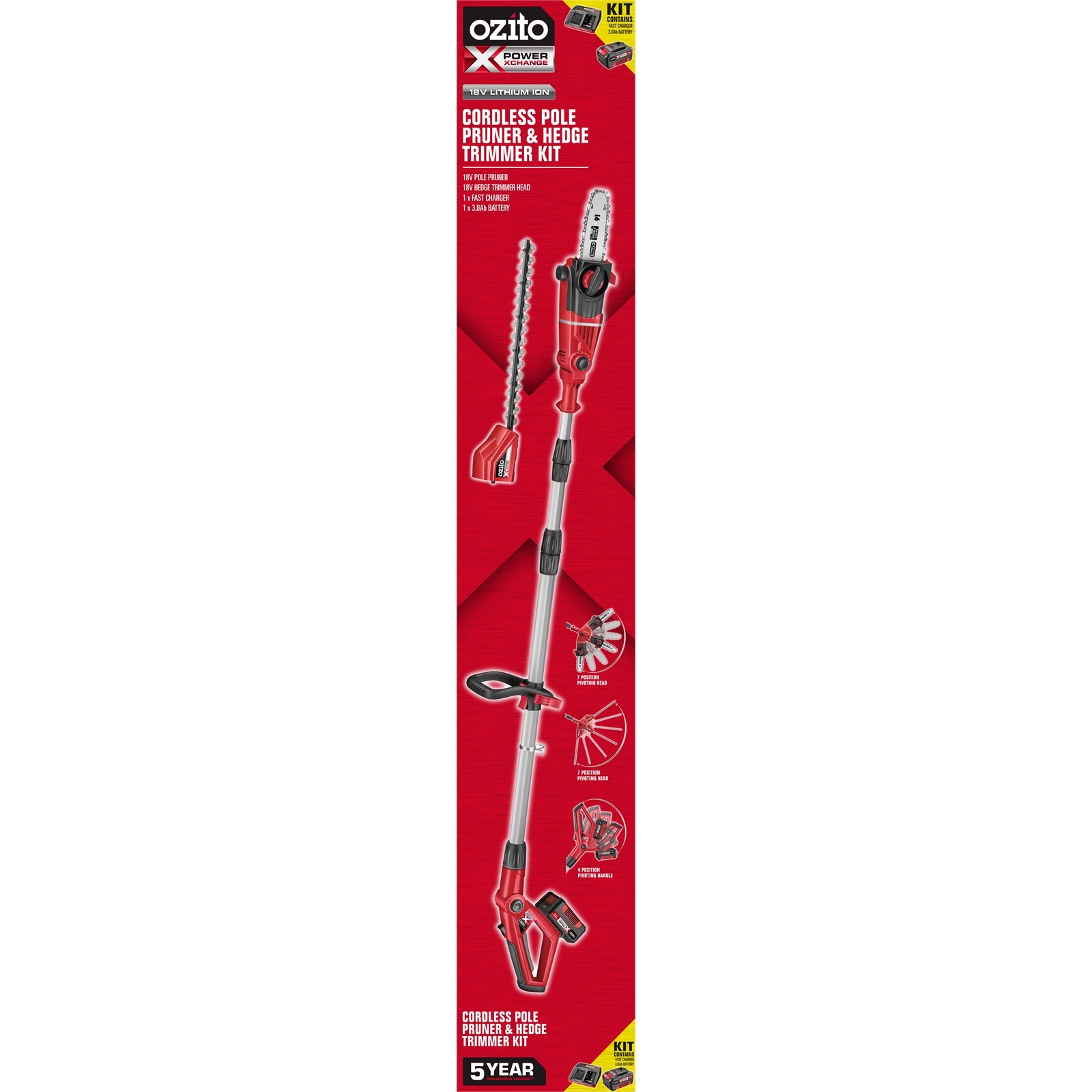 Ozito PXC 18V Pole Pruner And Hedge Trimmer Kit Bunnings Australia