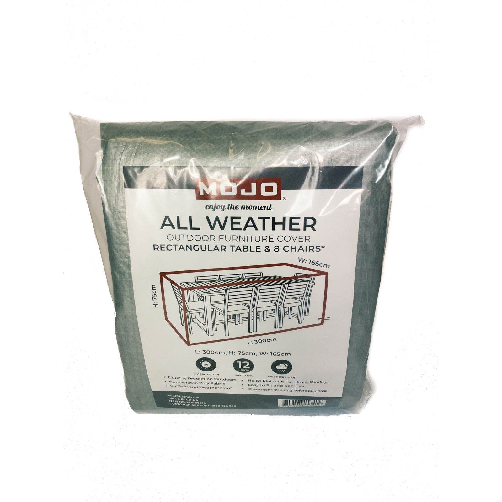 Mojo All Weather Outdoor Rectangular Table And 8 Chair Furniture Cover