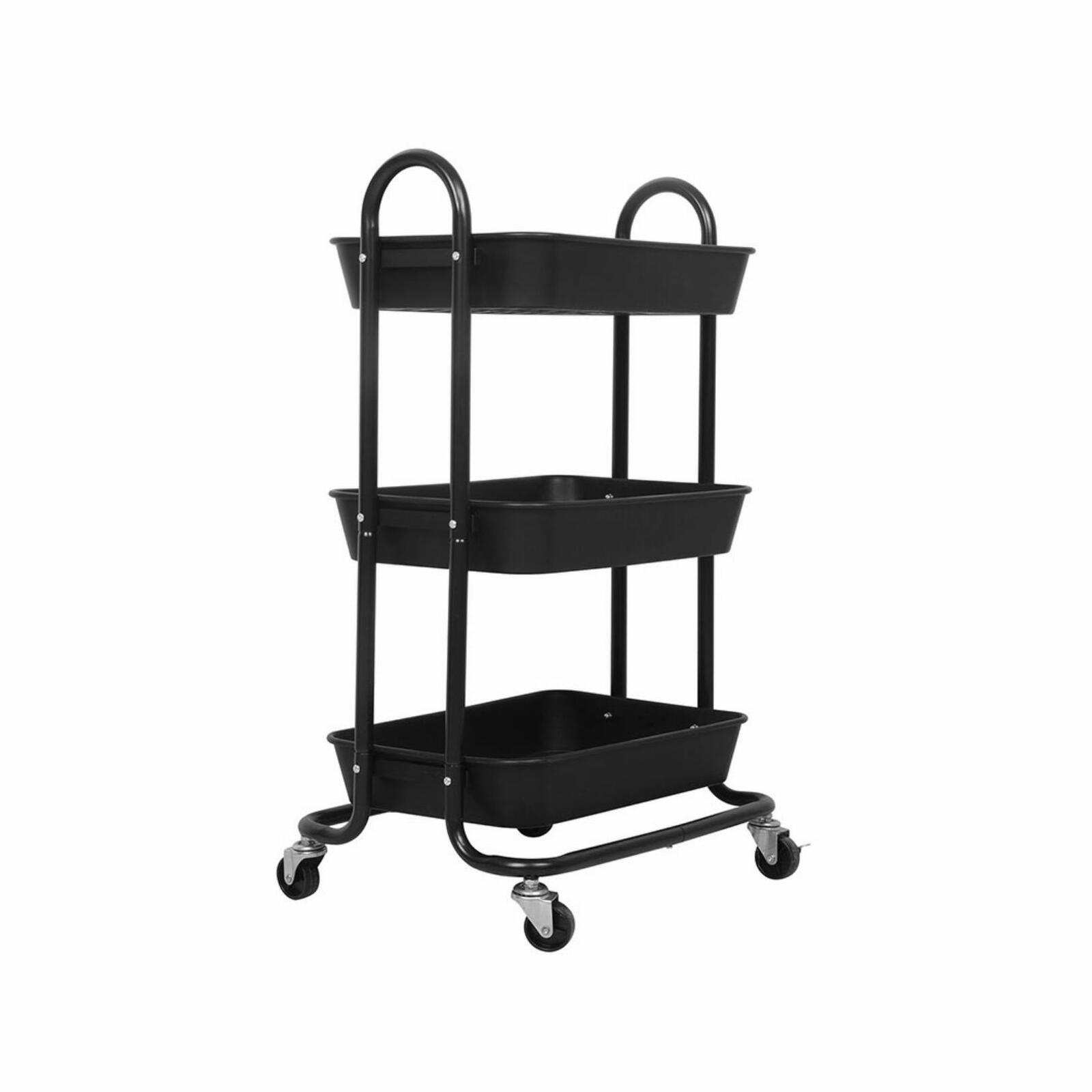 Levede 3 Tiers Kitchen Storage Trolley Cart Steel Rack Shelf Organiser